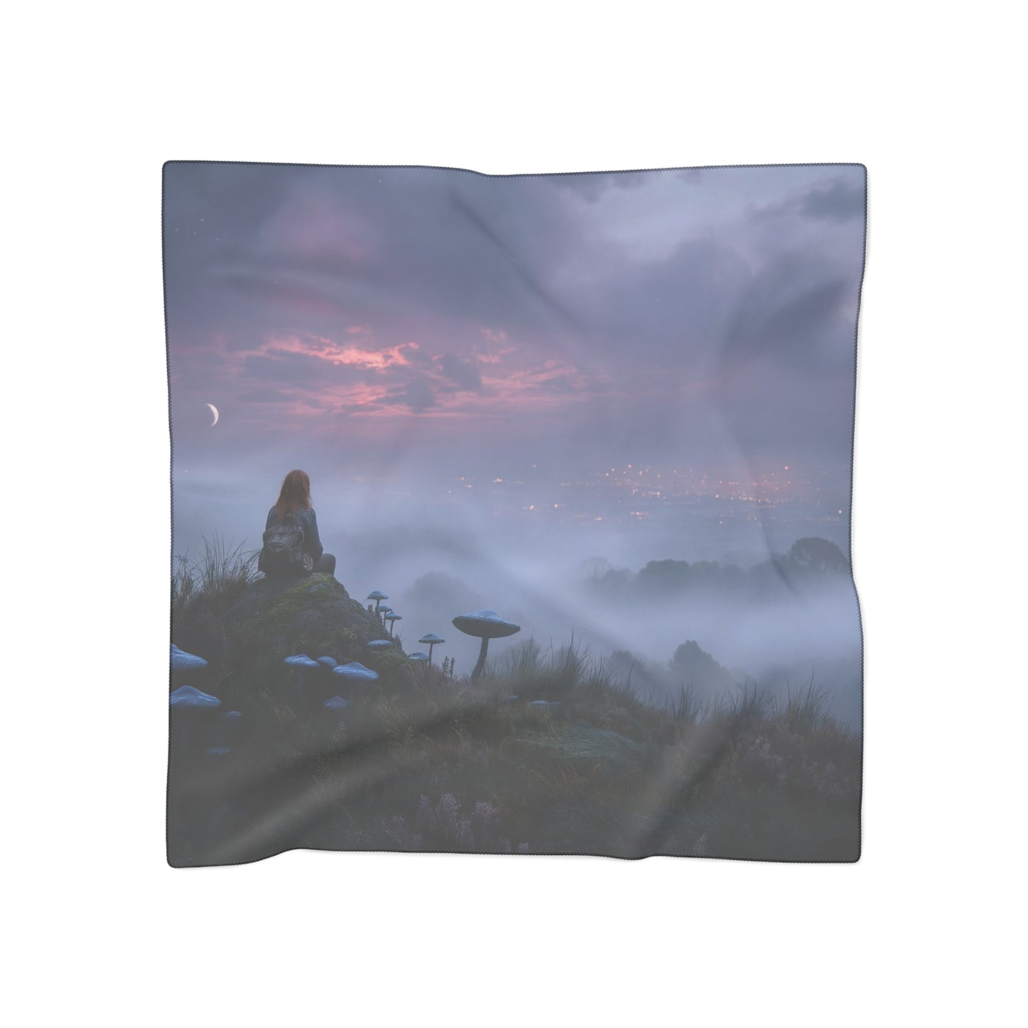 Moonlit Wanderer Poly Scarf – Twilight Mycelium Vista