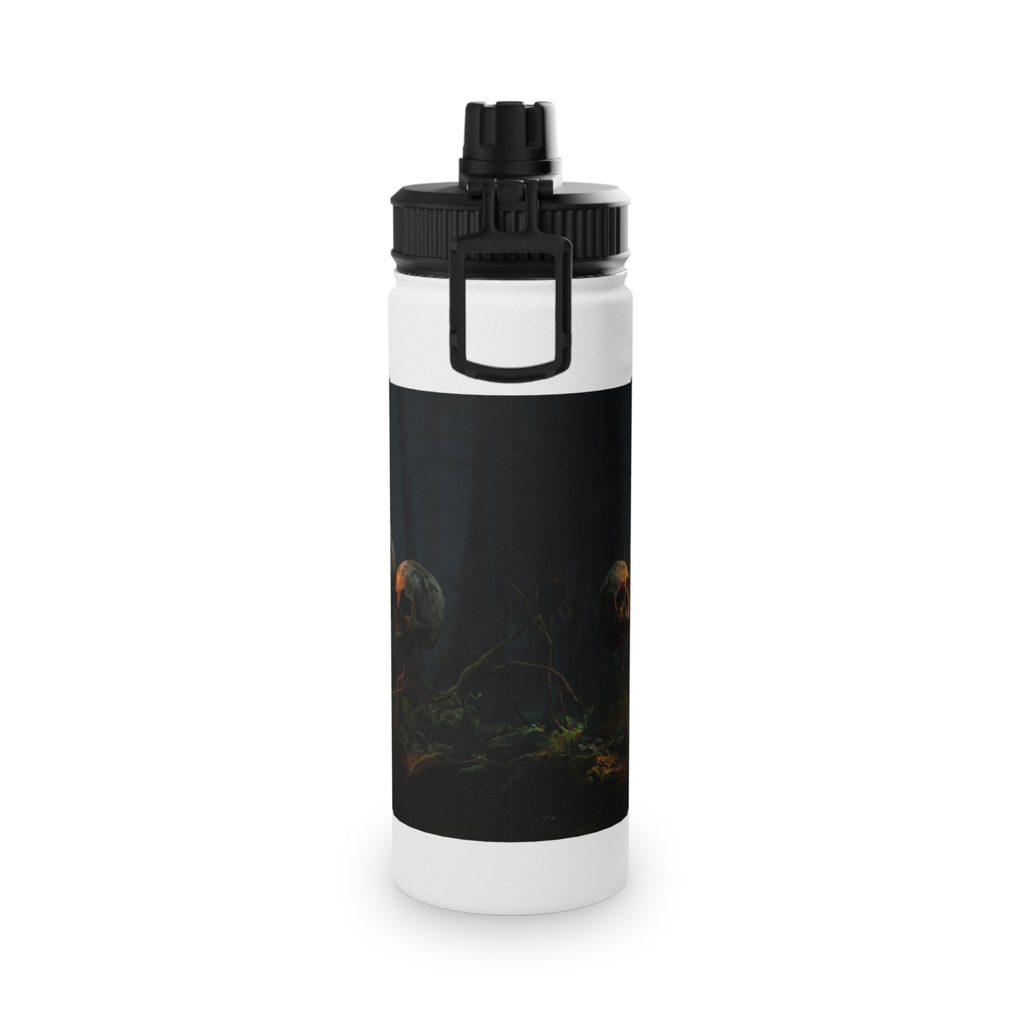 Illuminated Idea Lightbulb Stainless Steel Water Bottle, Sports Lid – Whispering Forest of Forgotten Minds