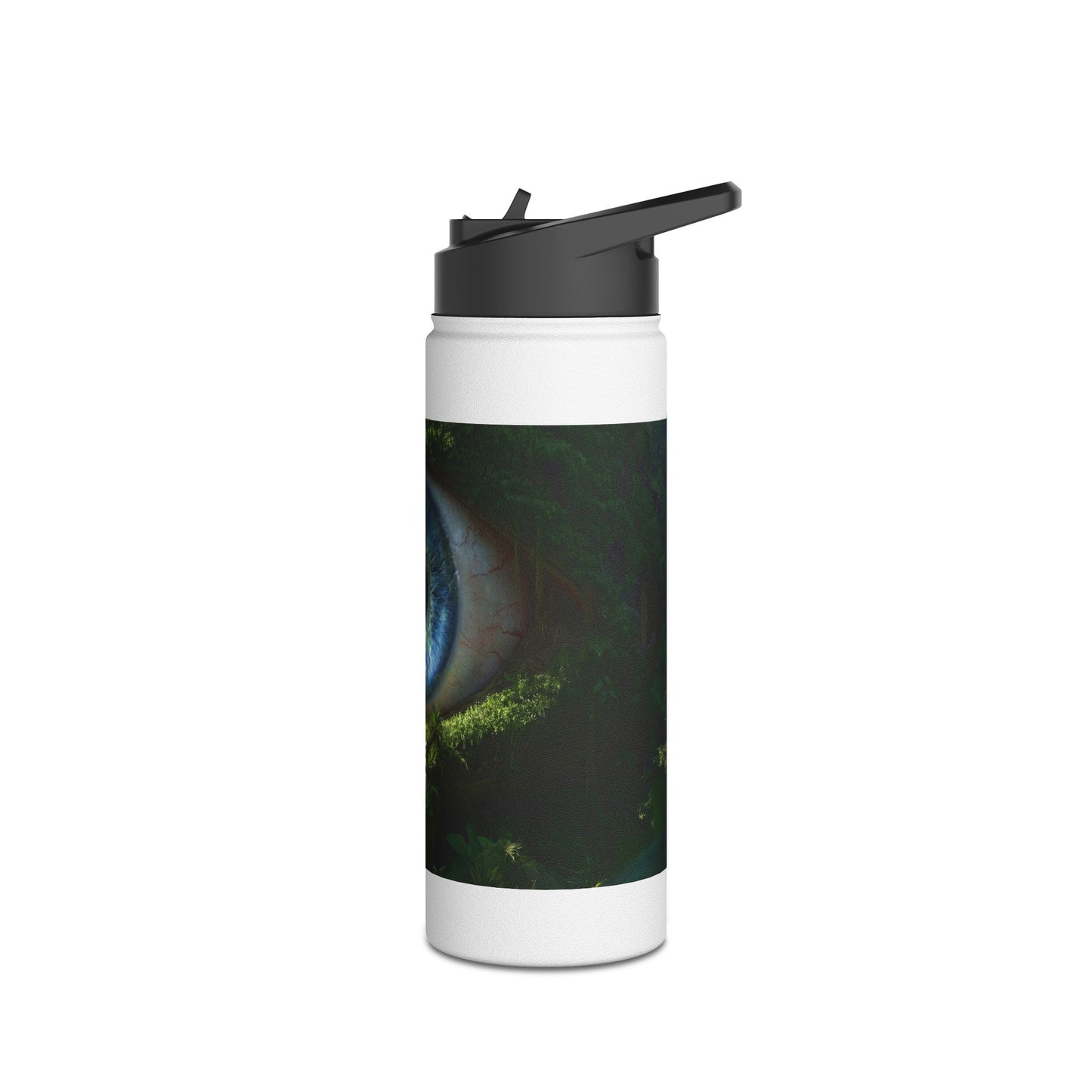 Guardian Eye of the Verdant Deep Stainless Steel Water Bottle, Standard Lid – Watchful Jungle Portal
