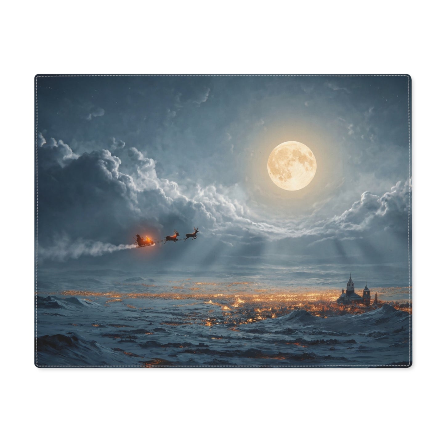 Midnight Sleigh Ride Placemat – Warm Glow Over Snowbound City