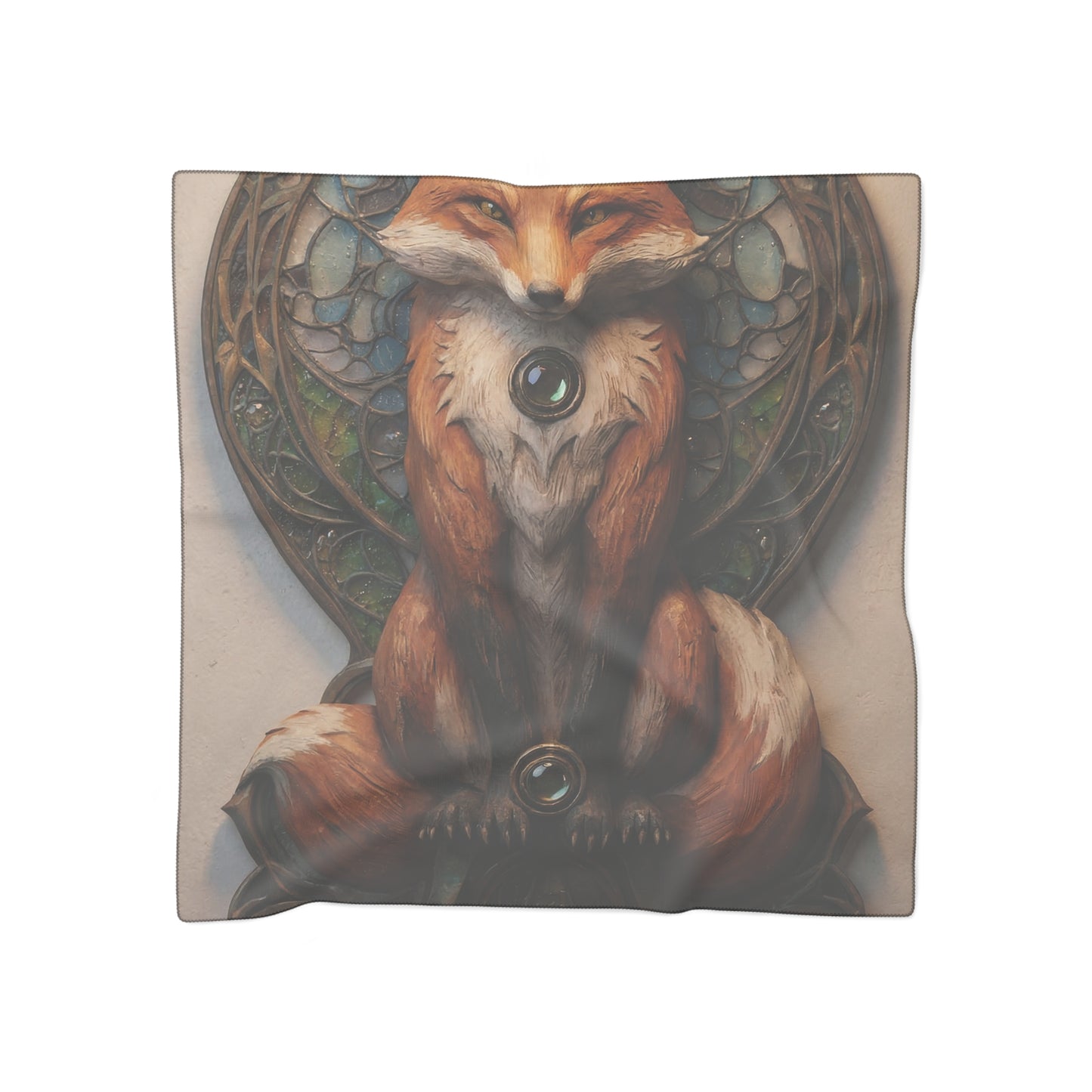 Fox Sentinel Poly Scarf – Art Nouveau Twilight Guardian