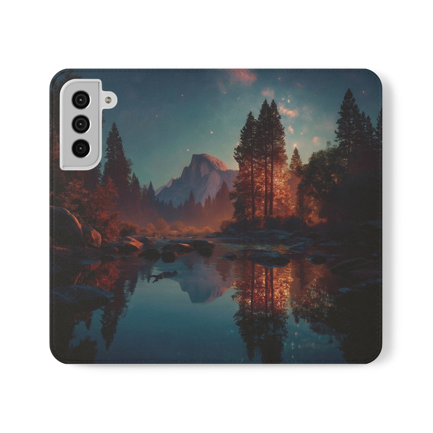 Starlit Valley Flip Cases – Twilight River and Half Dome Reflections
