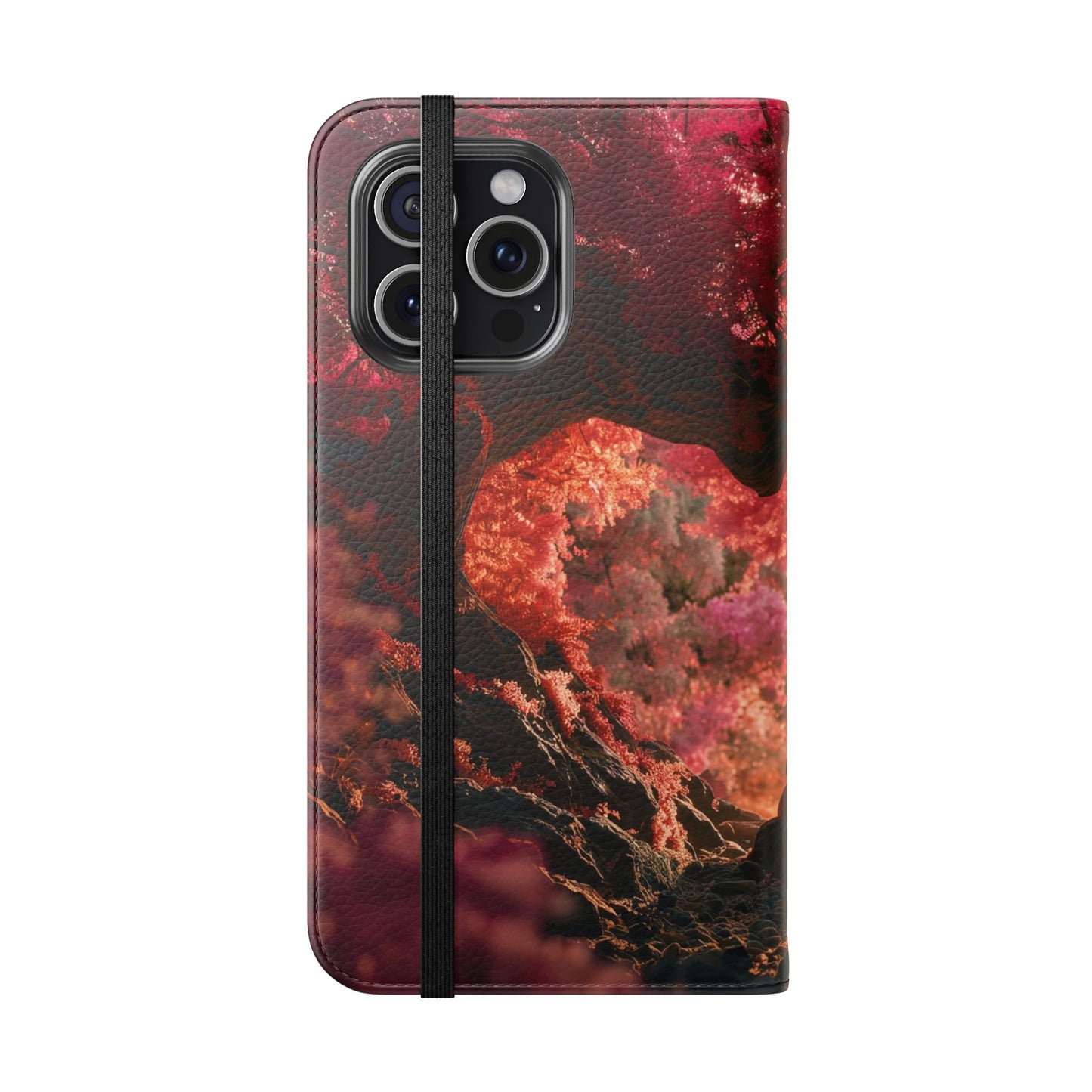 Crimson Arch Flip Cases – Heart-Shaped Canopy Romance