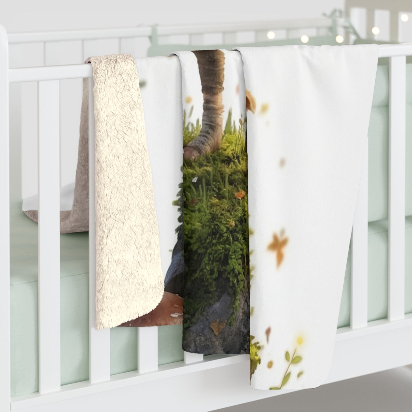 Antlered Guardian Sherpa Fleece Blanket – Mossy Rock Forest Sentinel