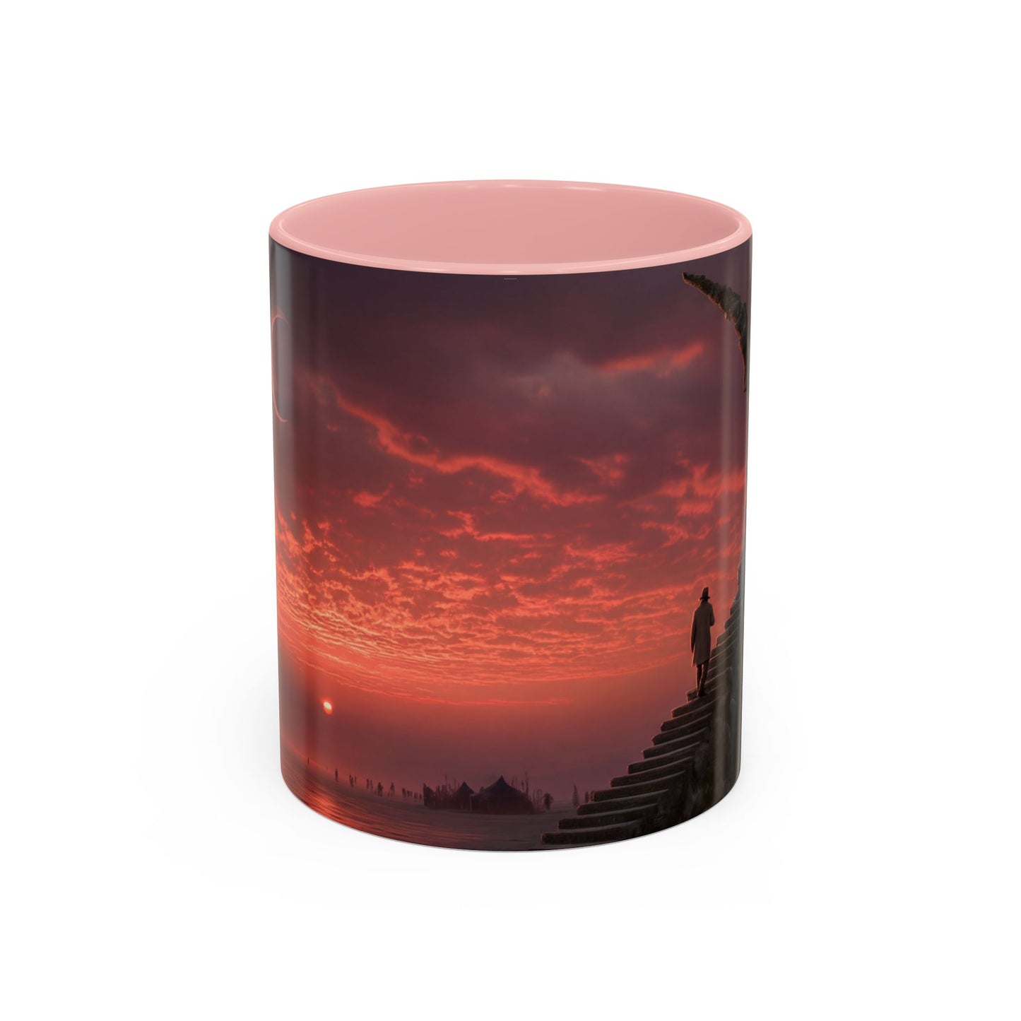 Twilight Stairway Accent Coffee Mug (11, 15oz) – Crimson Moonlit Ascension