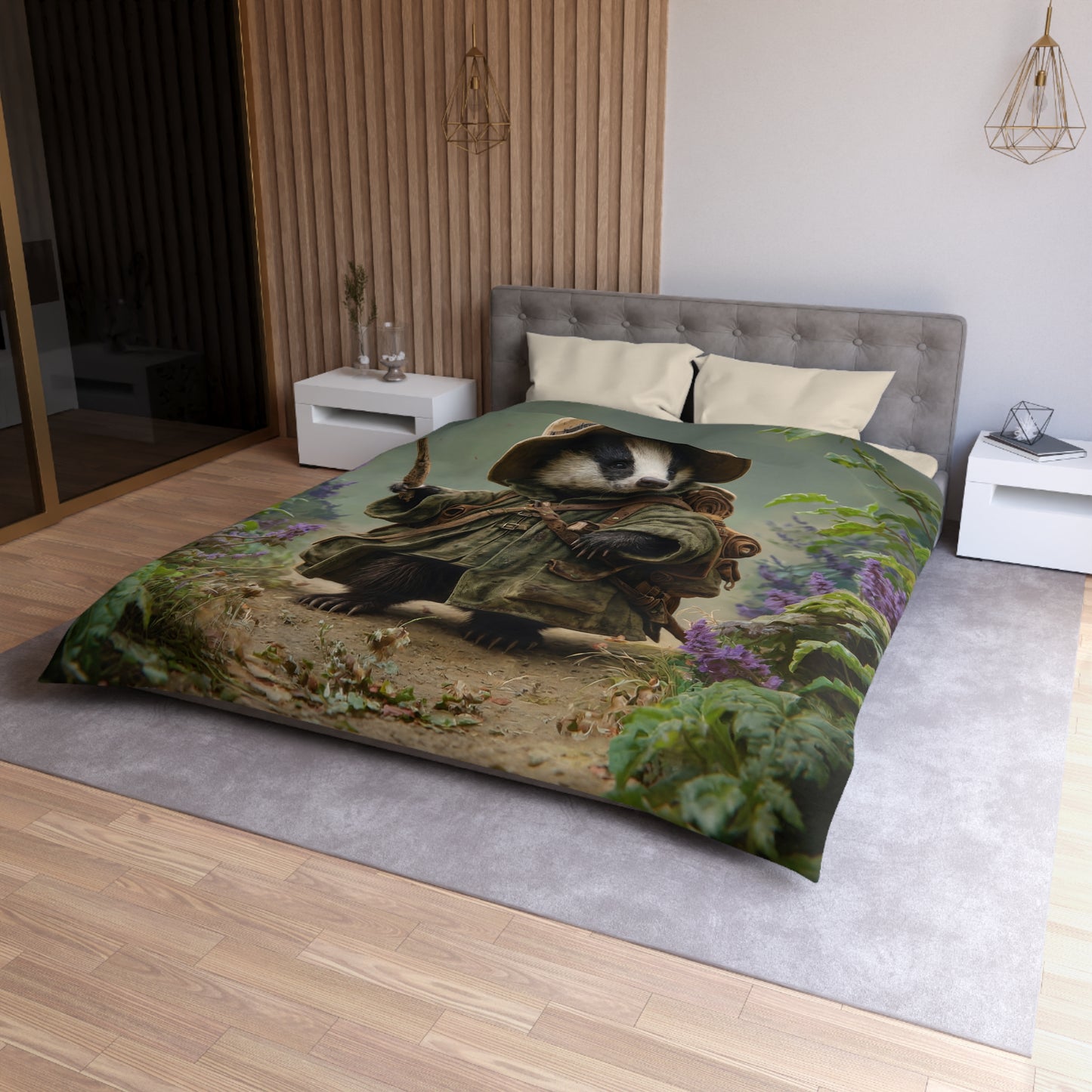 Badger Scout Microfiber Duvet Cover – Mossy Path Through Purple Thistle