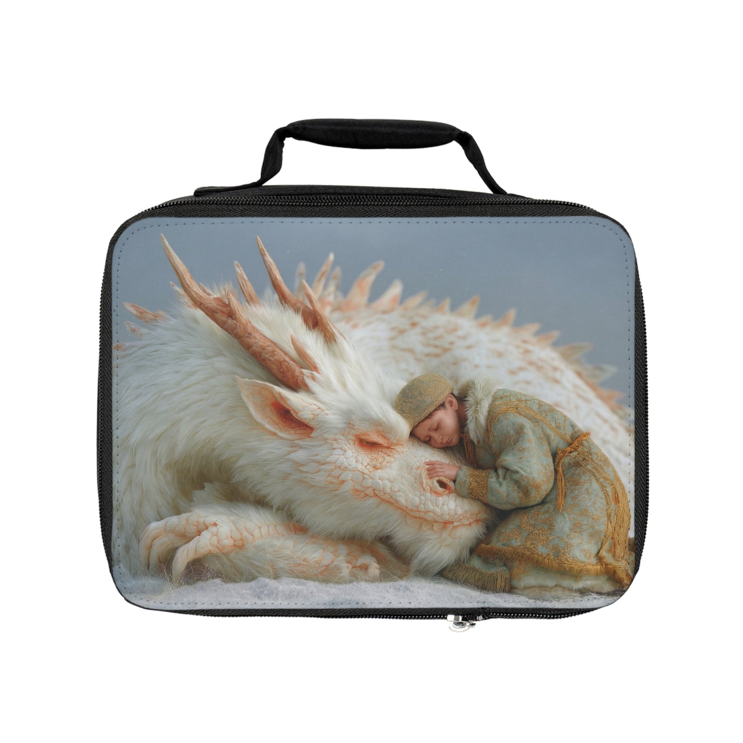Child and White Dragon Lunch Bag – Whispers of Frost and Peace