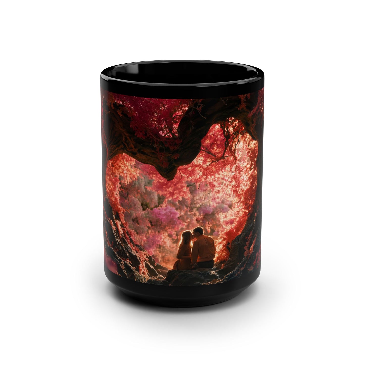 Crimson Heart Archway Black Mug, 15oz – Pink Canopy Love Nest