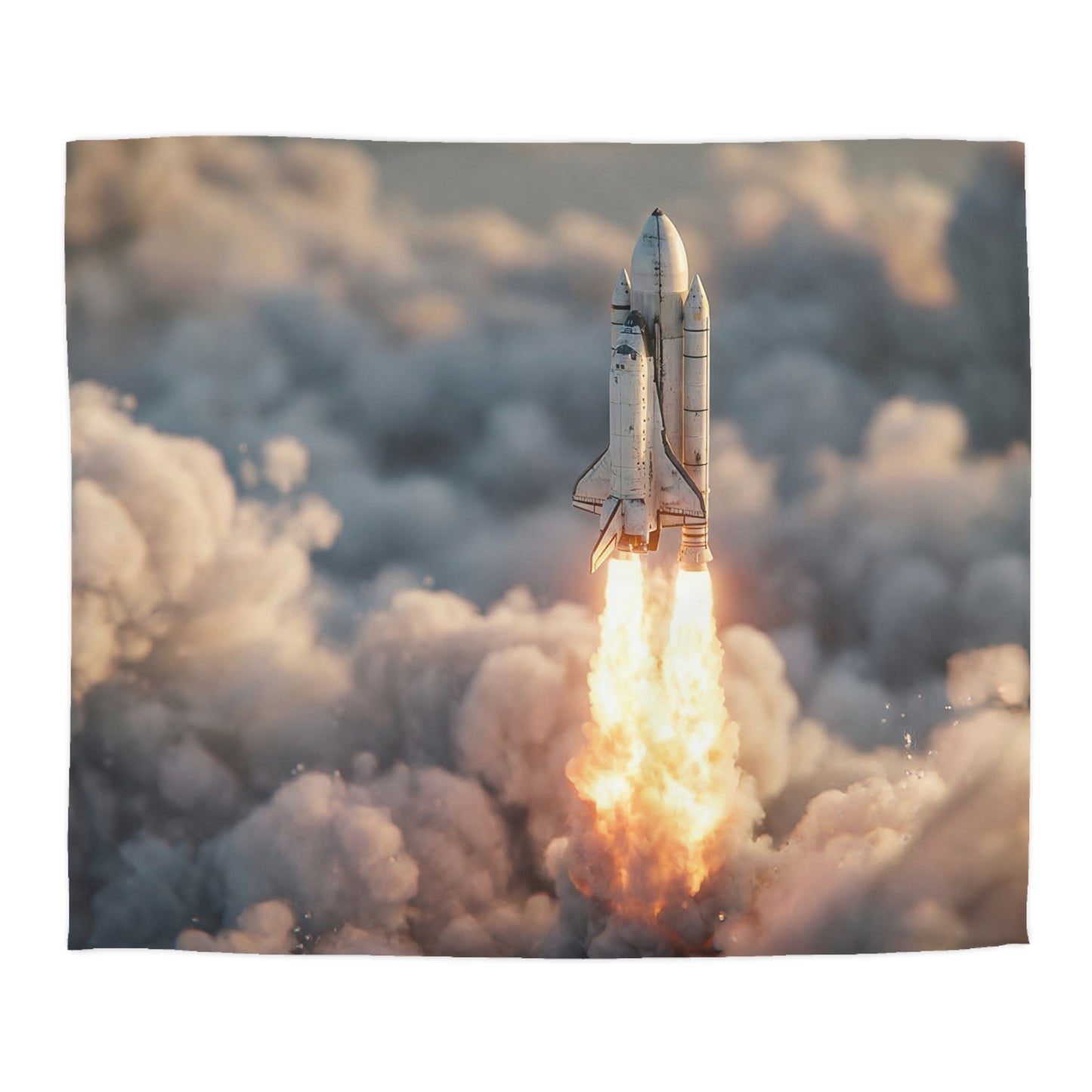 Orbital Dawn Microfiber Duvet Cover – Space Shuttle Ascension Through Clouds