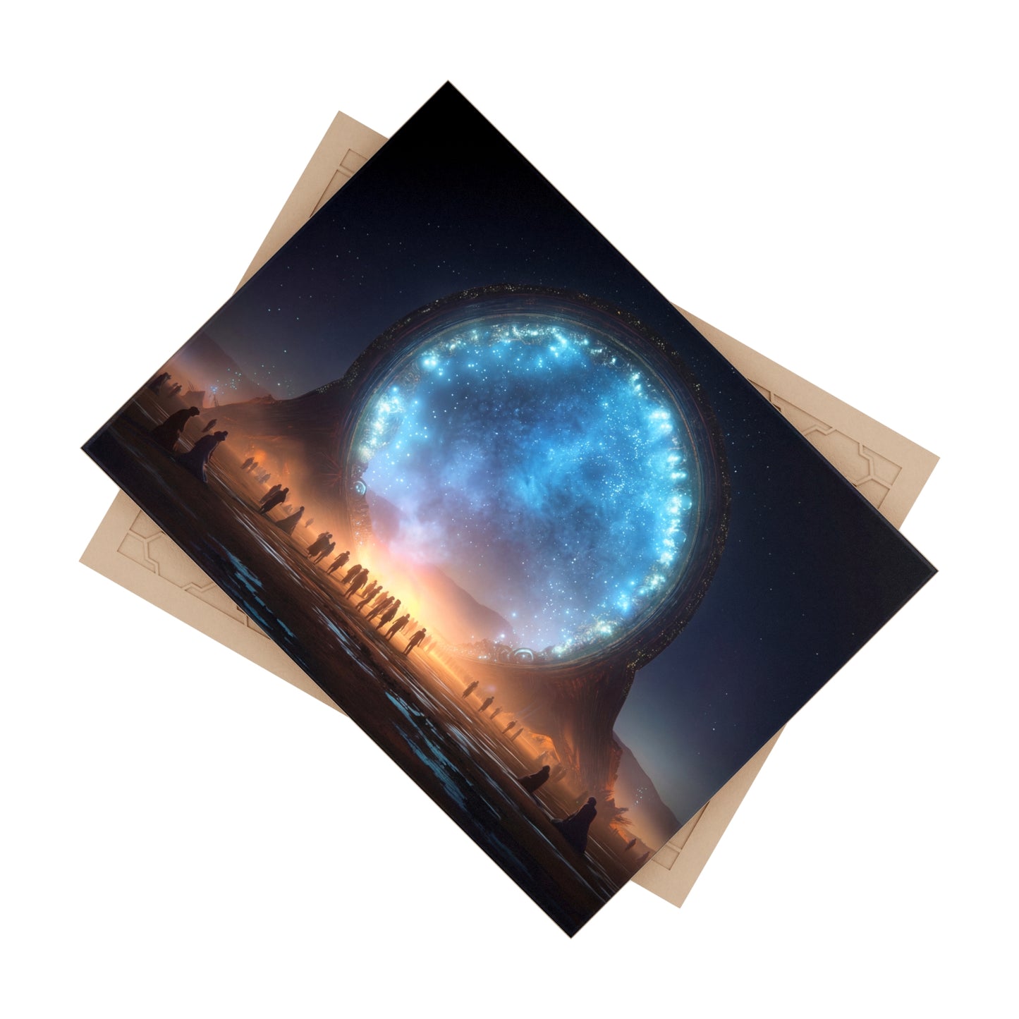 Cosmic Portal Ceramic Photo Tile – Starlight Threshold Gathering