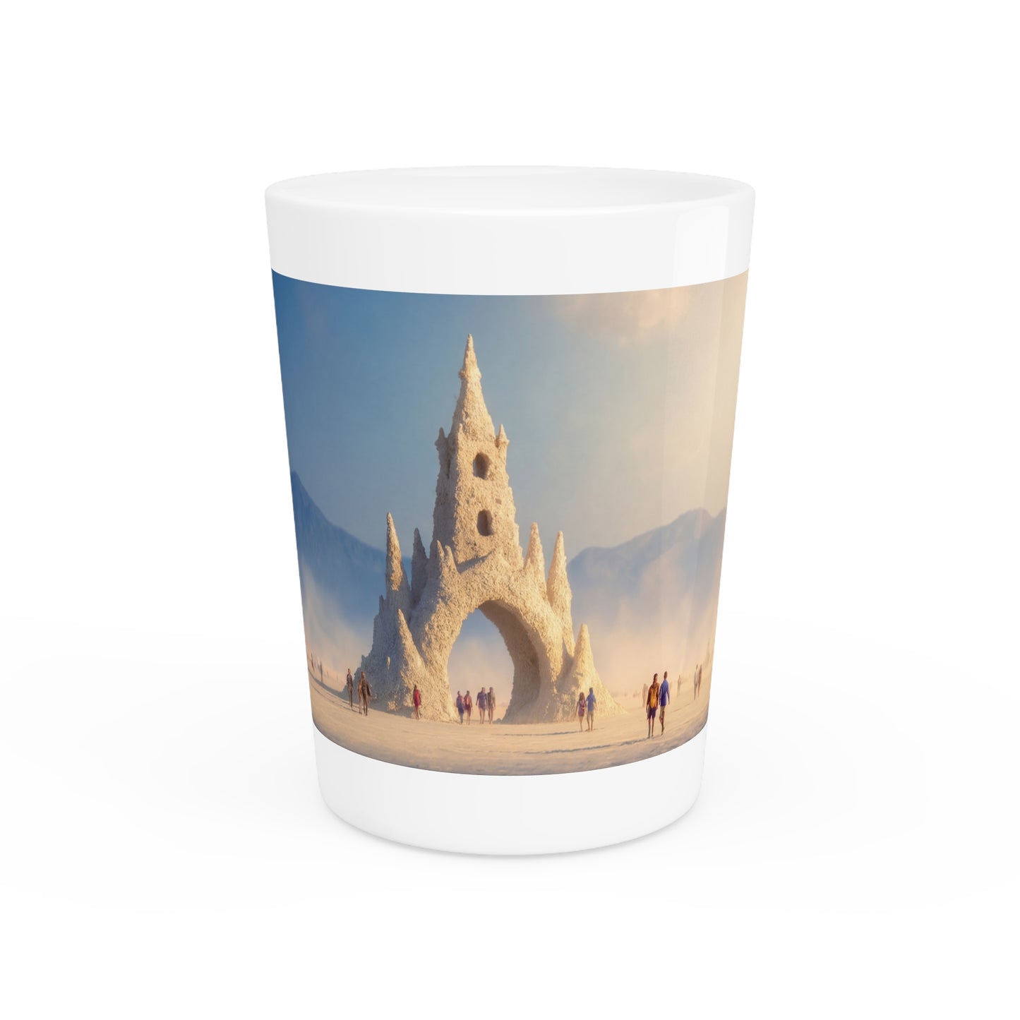 Sandcastle Sentinel Shot Glass – Gilded Desert Gate