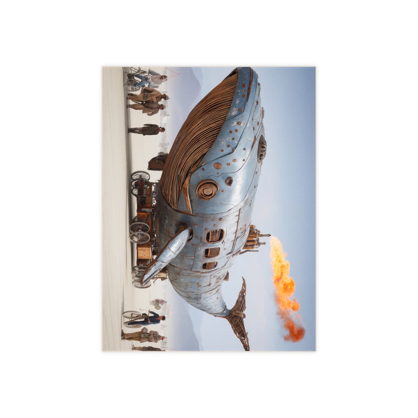 Steam Whale Parade Ceramic Photo Tile – Iron Ocean Dreamscape