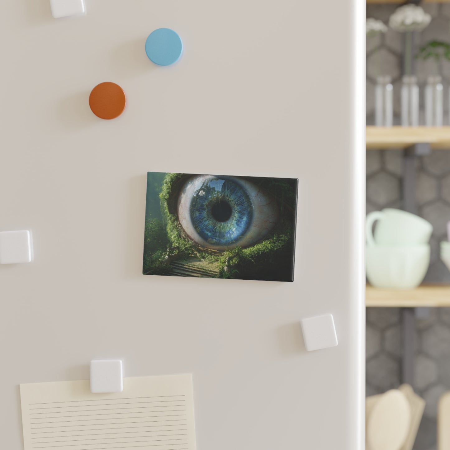 Watchful Forest Eye Button Magnet, Rectangle (1 & 10 pcs) – Guardian of the Verdant Deep