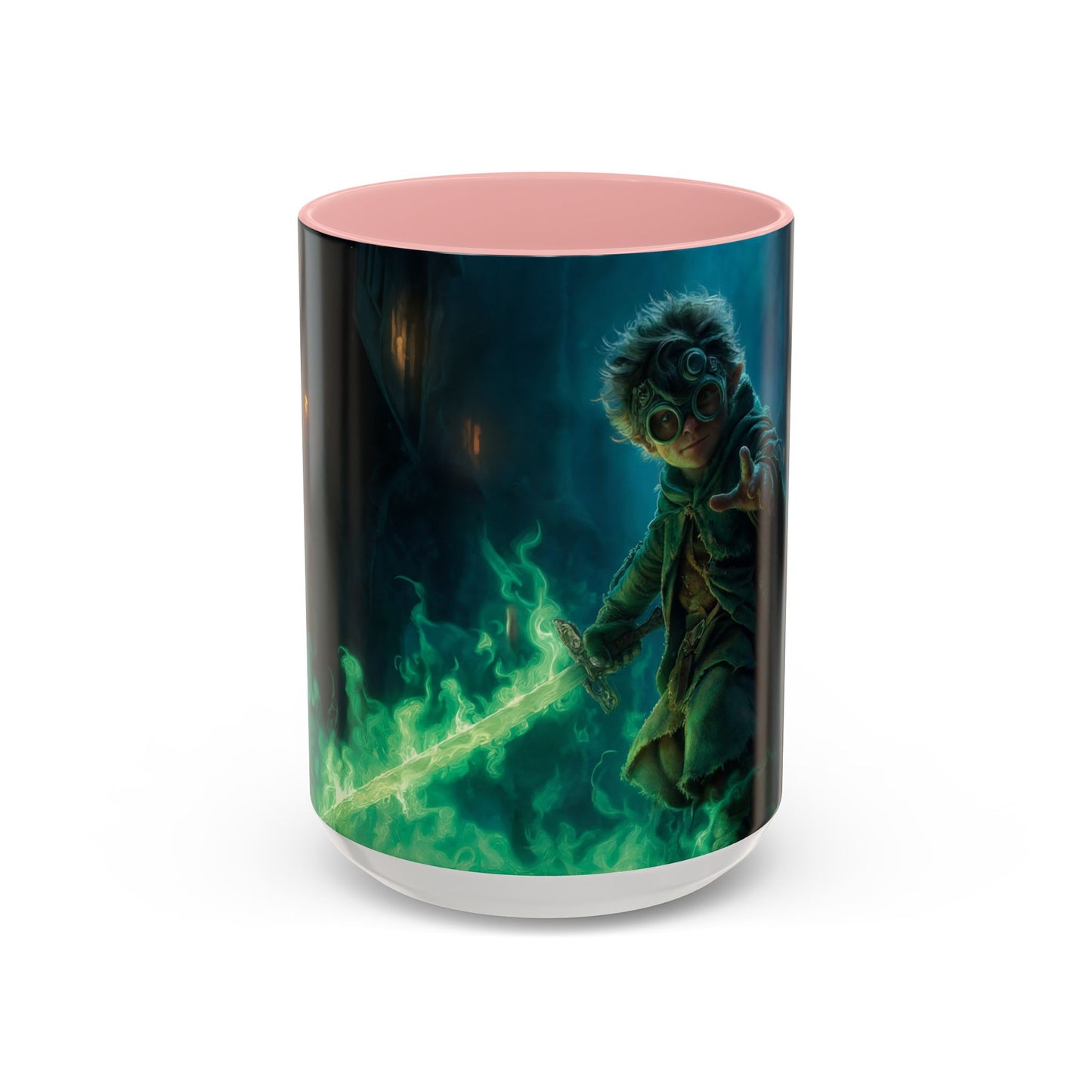 Glimmerblade Gnome Mug – Emerald Spirit Knight Coffee Cup