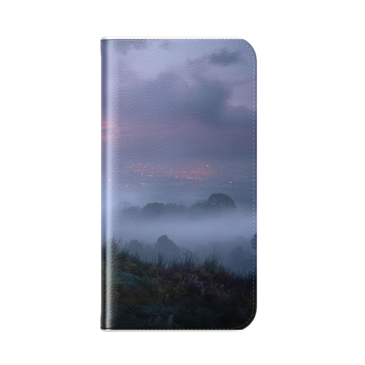 Misty Hilltop Flip Cases – Red-Haired Wanderer at Twilight