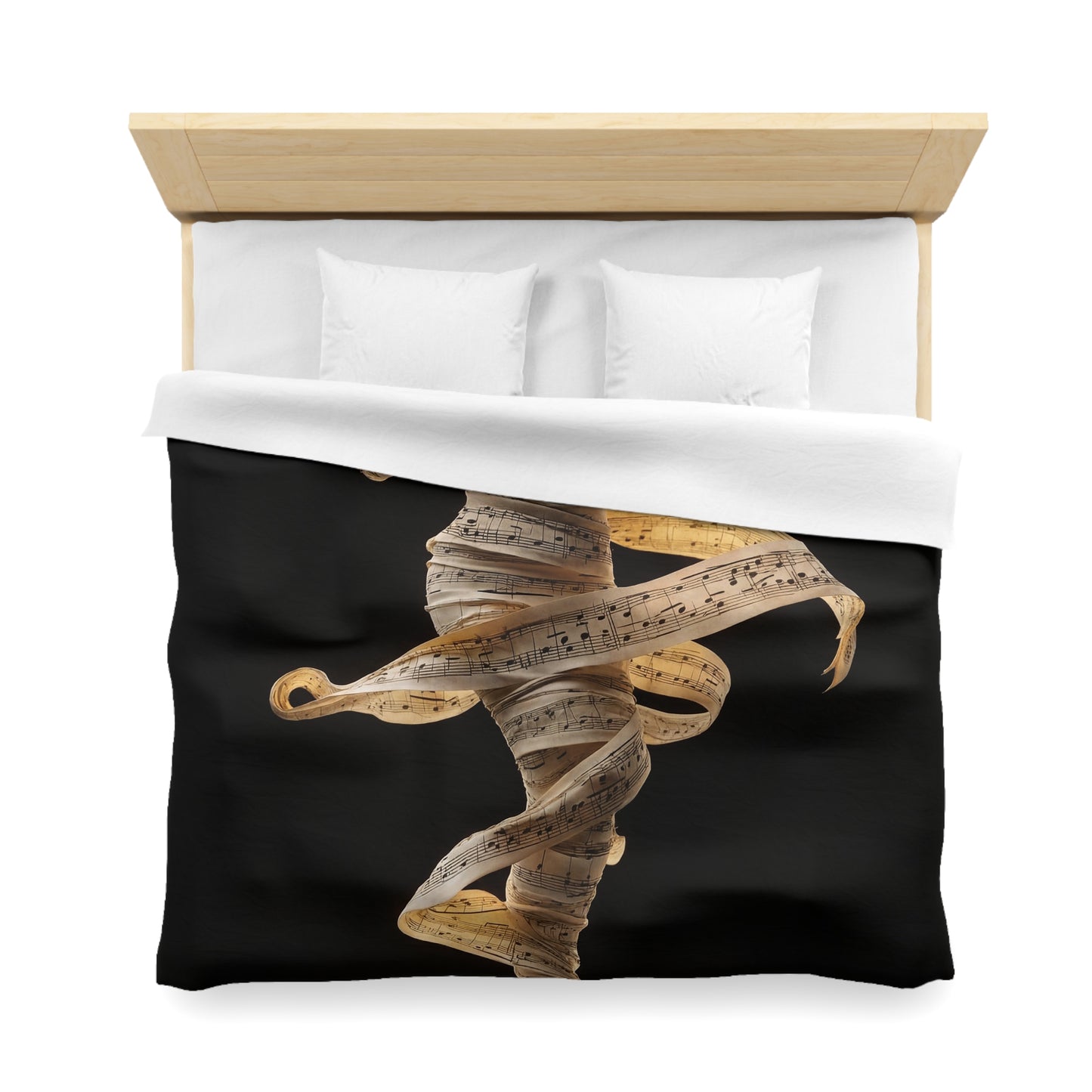 Melodic Muse Microfiber Duvet Cover – Whirling Symphony in Golden Light