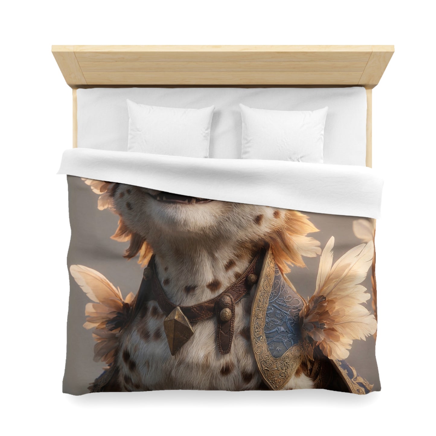 Winged Feline Sovereign Microfiber Duvet Cover – Crowned in Golden Light