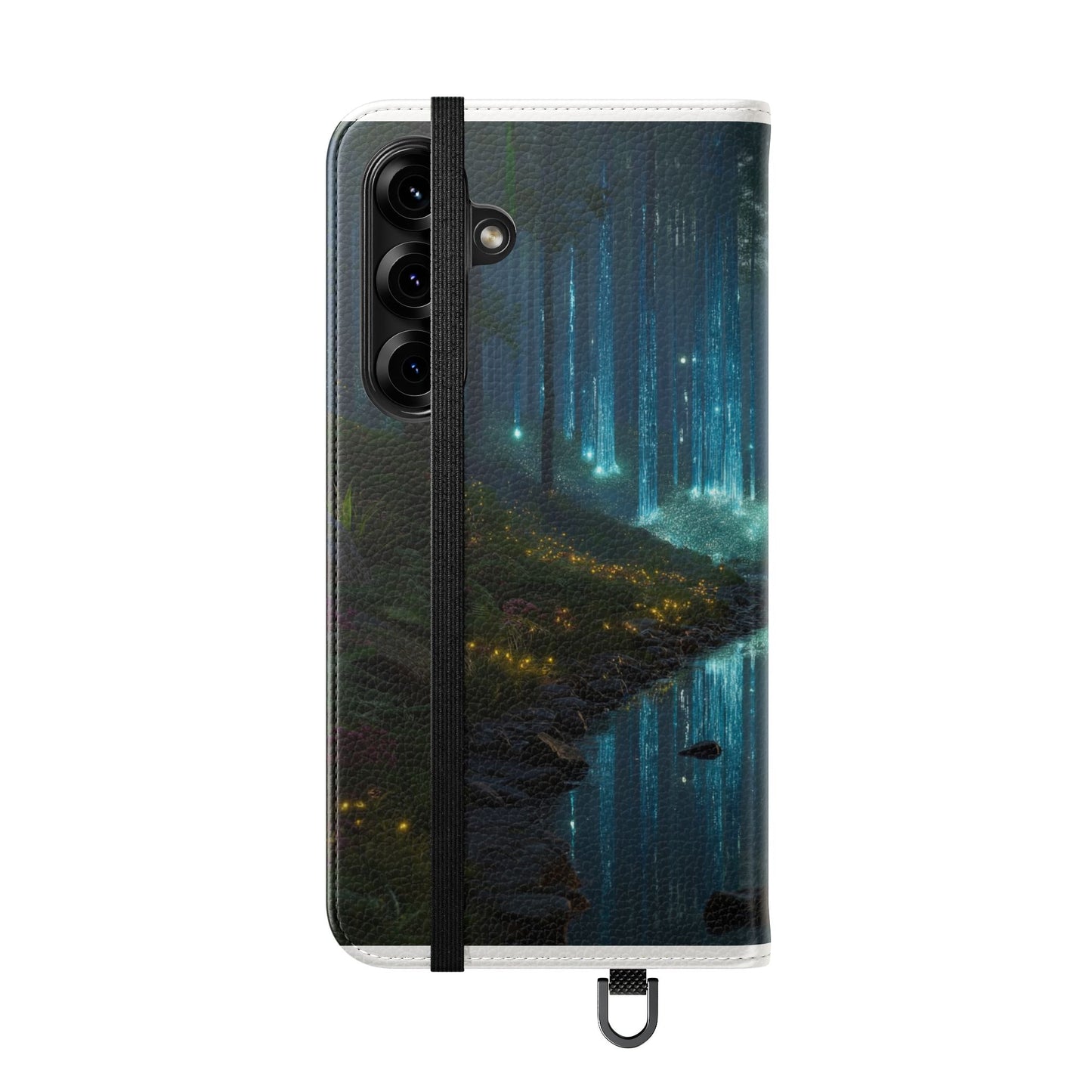 Bioluminescent Forest Flip Cases – Cyan Lightfall Stream Cover