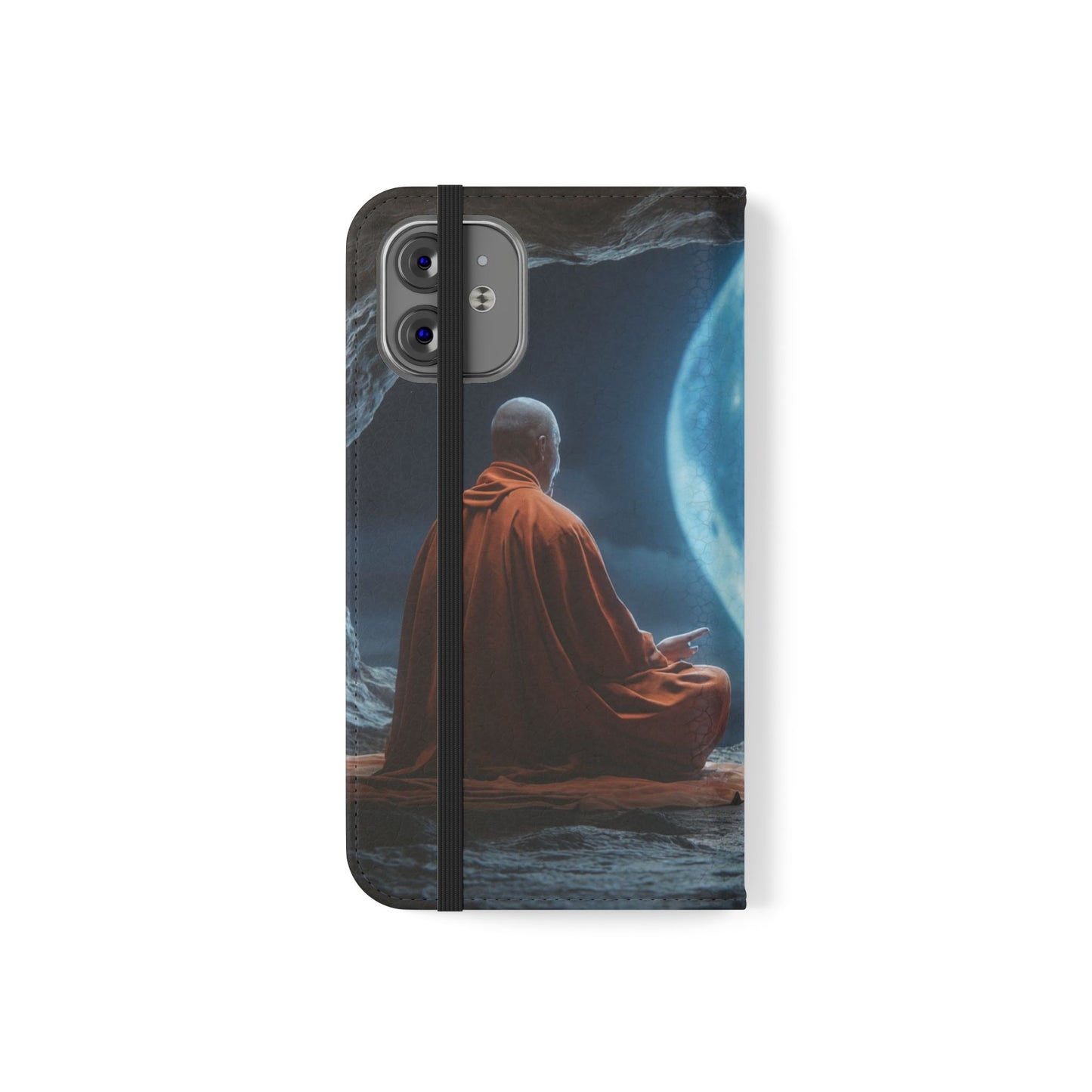 Lunar Meditation Flip Cases – Serene Monk Under Moonlight