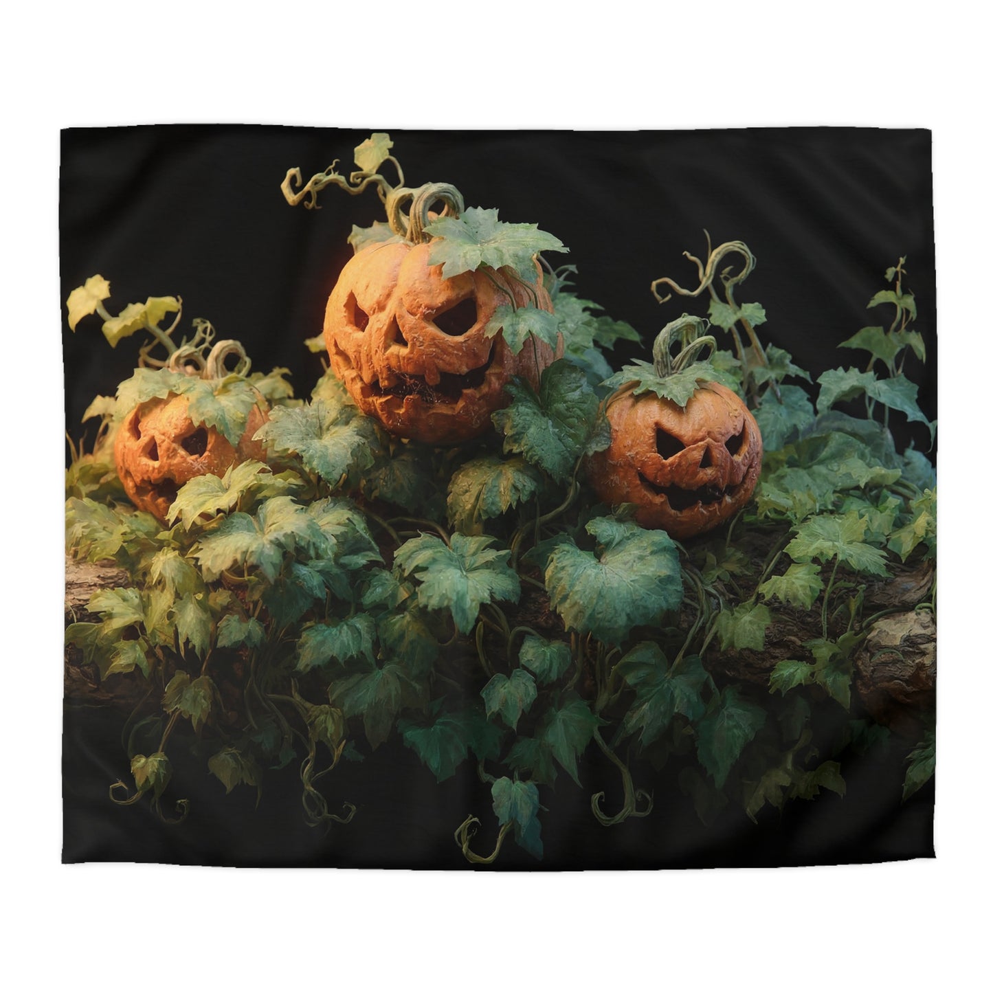 Whispering Jack-o’-Lanterns Microfiber Duvet Cover – Autumn’s Secret Glow