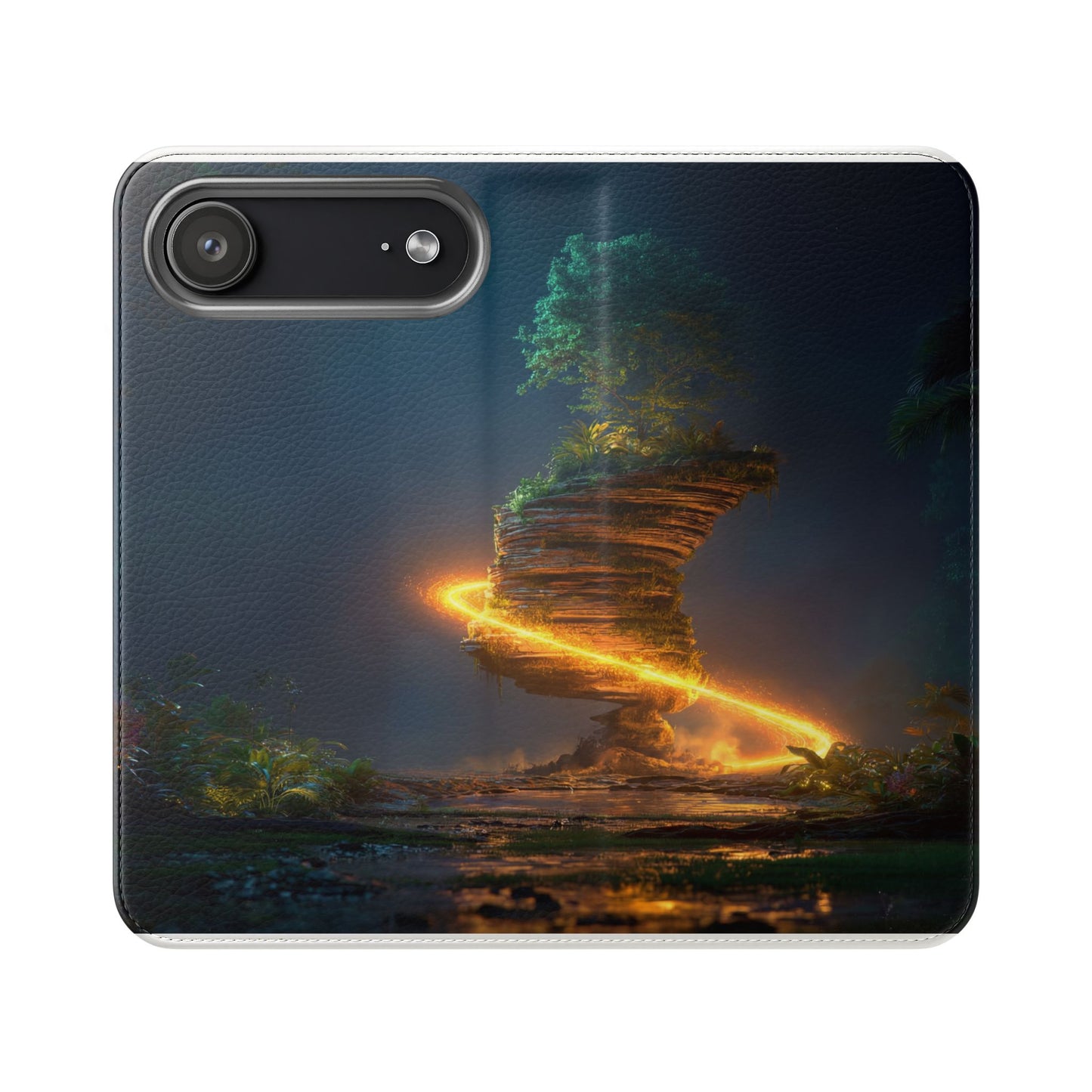 Luminous Floating Island Flip Cases – Amber Twilight Sanctuary