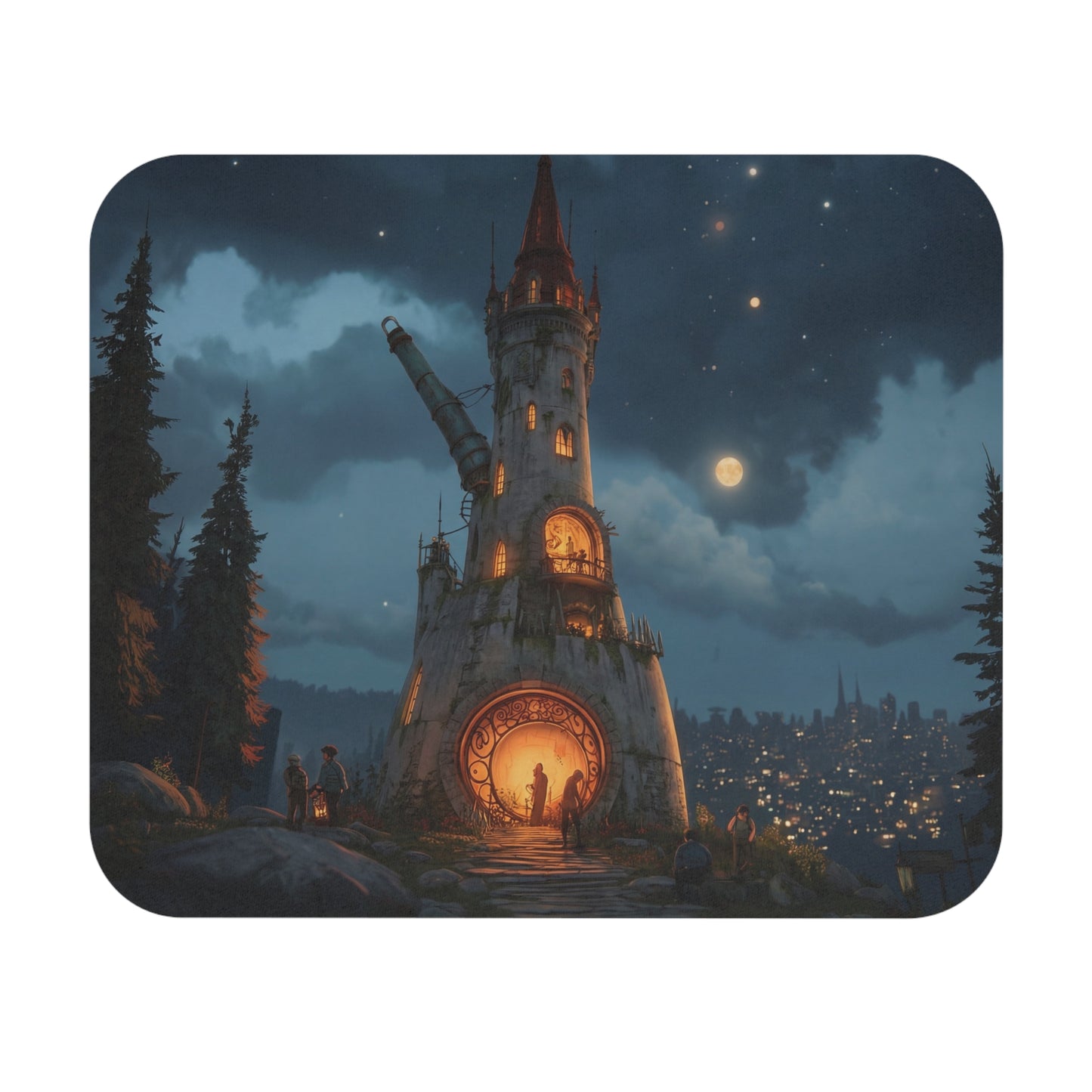 Observatory Tower Mouse Pad (Rectangle) – Moonlit Skywatcher’s Sanctuary