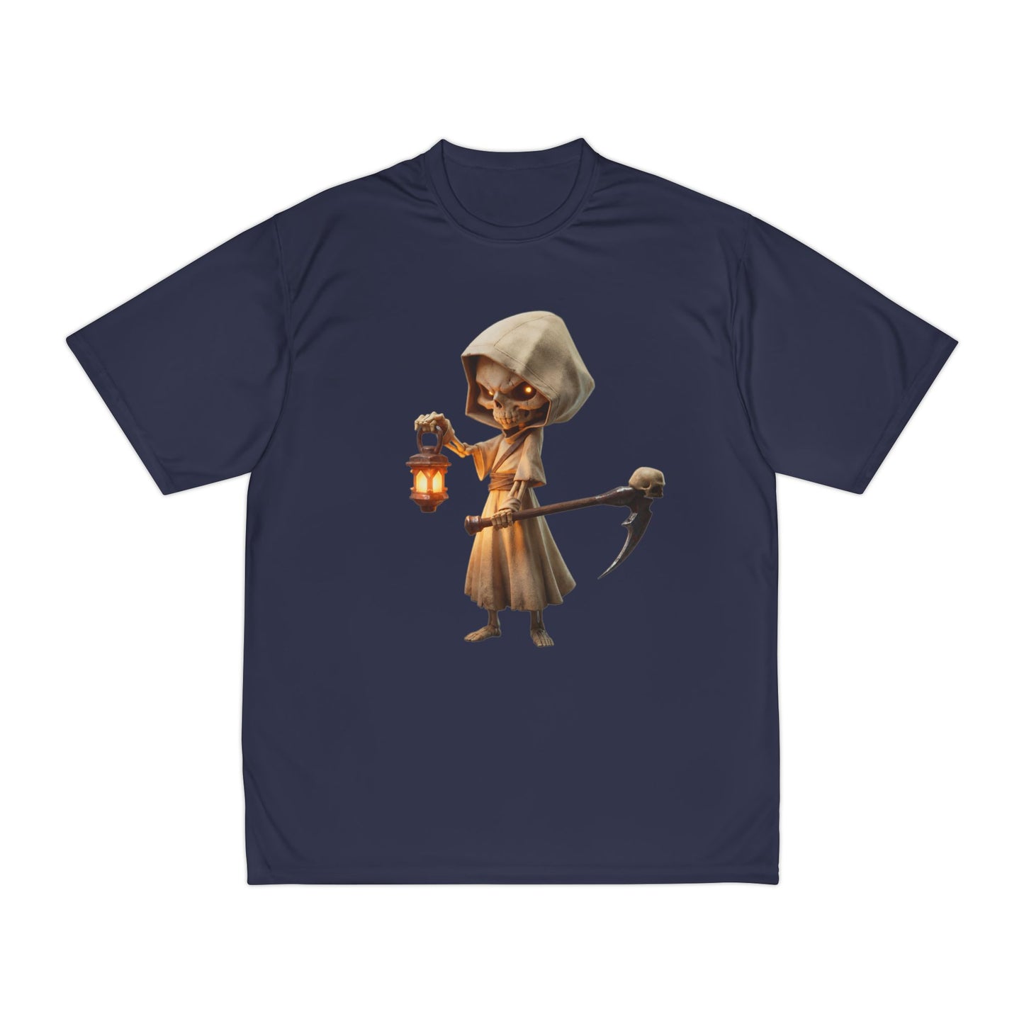 Lantern-Bearing Sentinel Men's Performance T-Shirt – Hooded Grim Reap Guardian