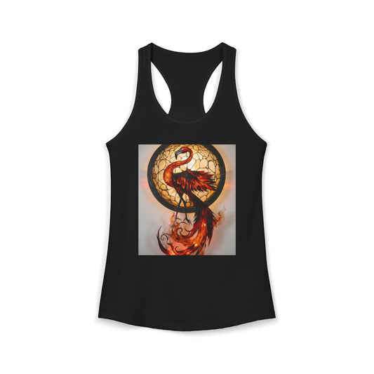 Stained Glass Phoenix Tank – Amber Flame Racerback Top