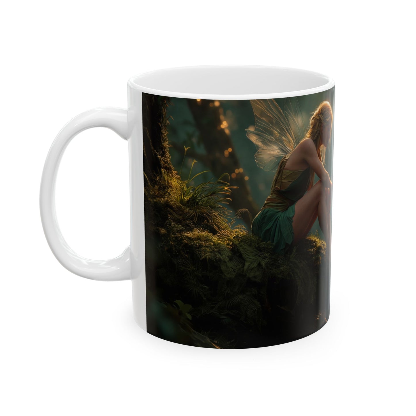 Forest Faerie by the Stream Ceramic Mug – Golden Hour Reverie