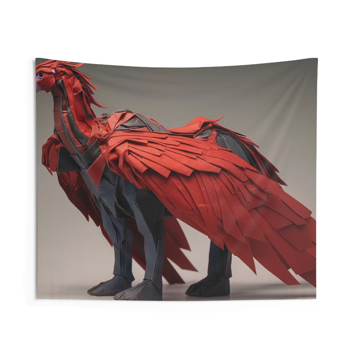 Paper Phoenix Wall Tapestry – Crimson Winged Sentinel