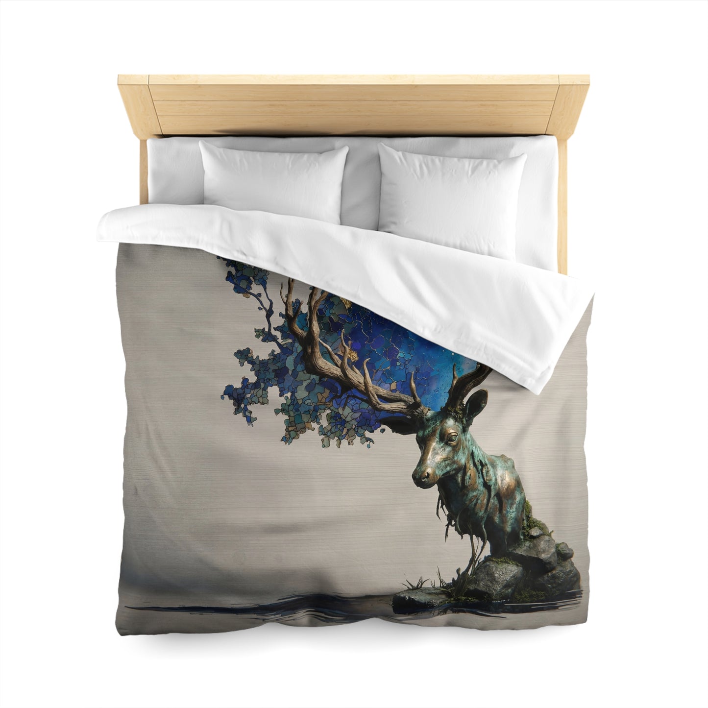 Celestial Stag Microfiber Duvet Cover – Starry Antler Dreamscape