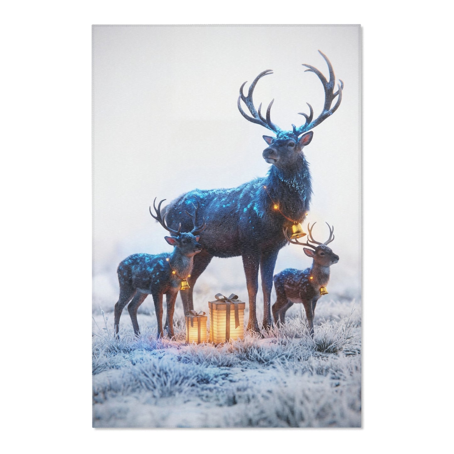 Frostbound Deer Family Area Rug – Whispering Winter Giftscape
