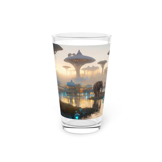 Elephants in the Dawn City Pint Glass – Azure Glow Savanna