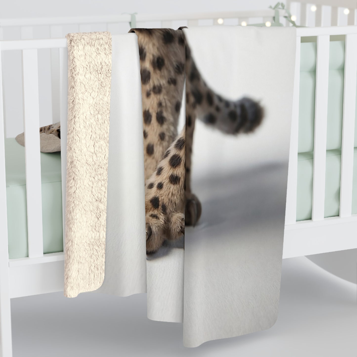 Winged Cheetah Sherpa Fleece Blanket – Shadowed Feathered Guardian