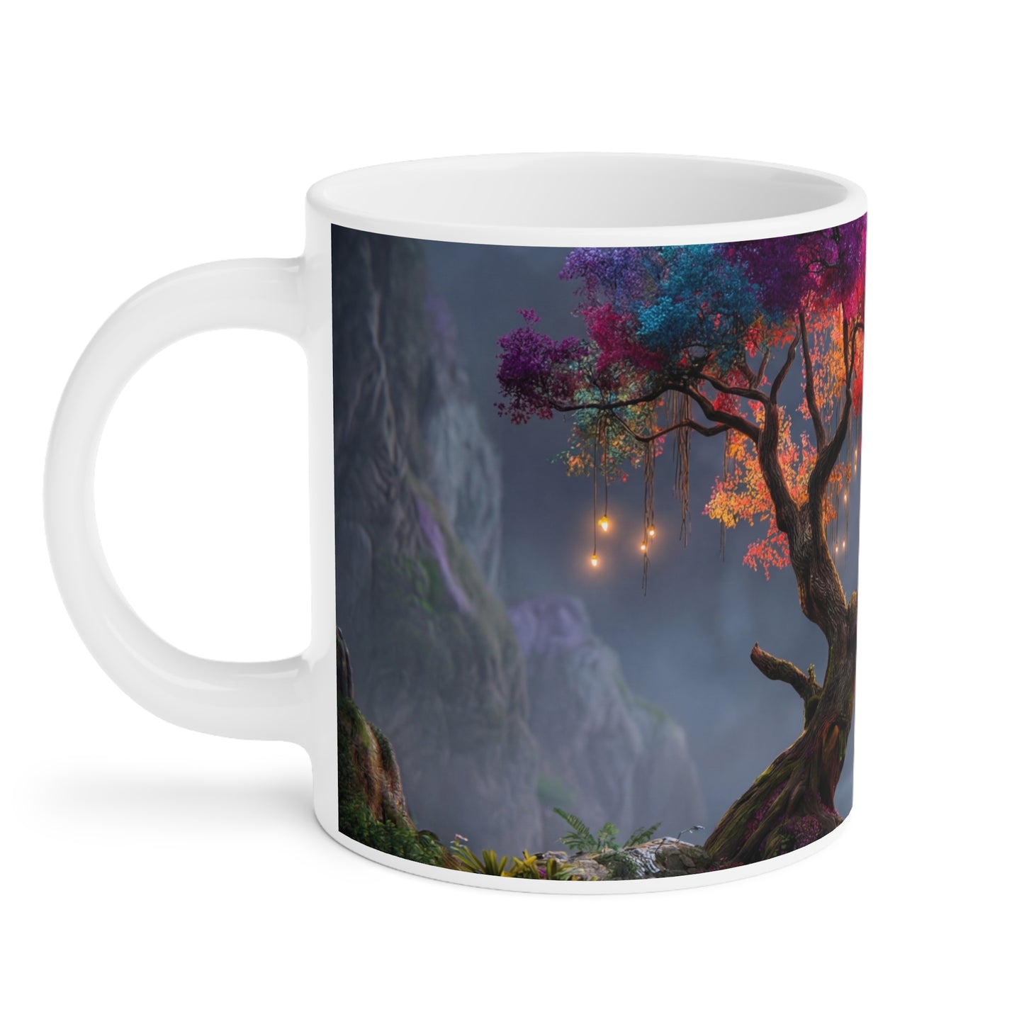Chromatic Dream Tree Ceramic Mugs (11oz\15oz\20oz) – Moonlit Spectrum Sentinel