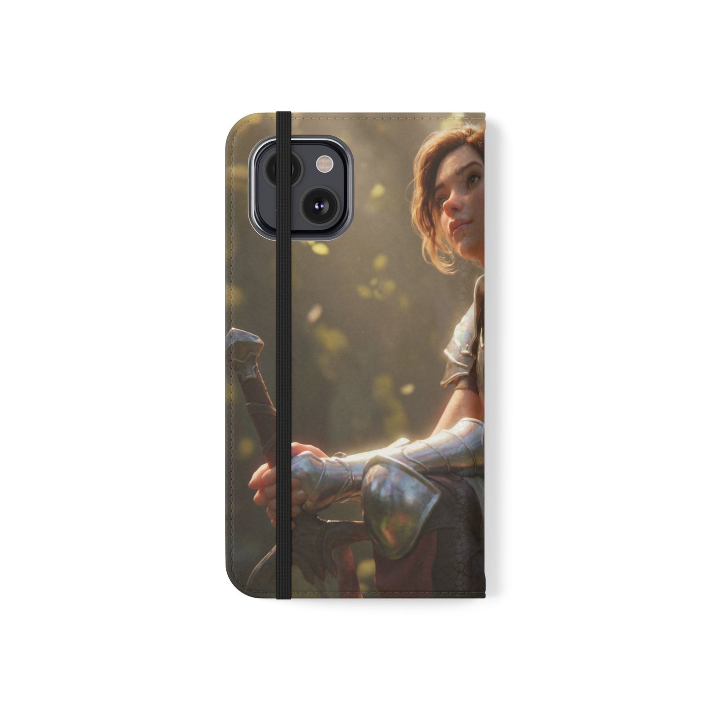 Elven Knight with Dragon Flip Cases – Iridescent Armor & Tiny Guardian Portrait