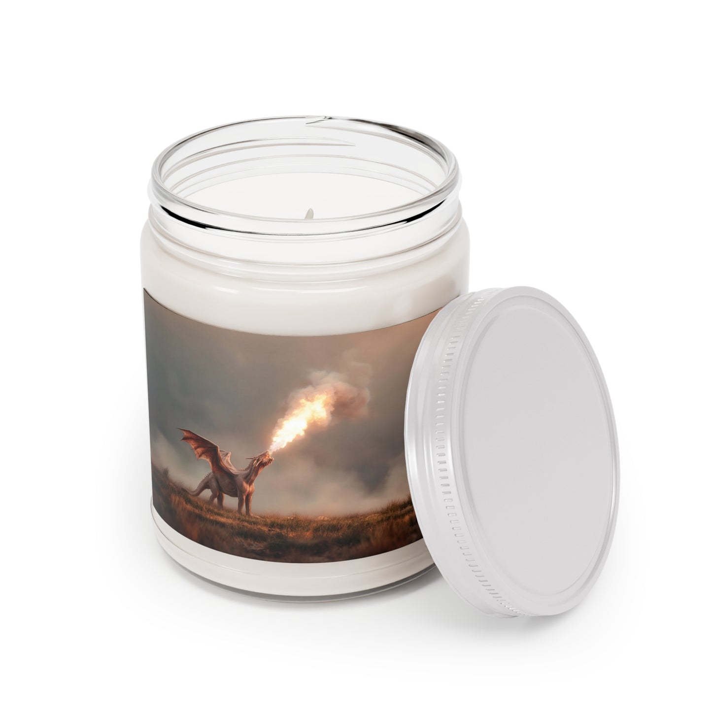 Flame-Winged Dragon Scented Soy Candles with White Lid, 9oz – Sunset Roar on the Moor