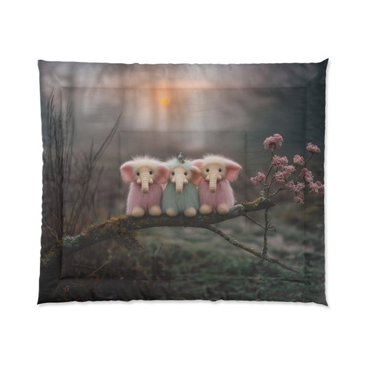 Trio Elephant Comforter – Misty Forest Guardians Blanket