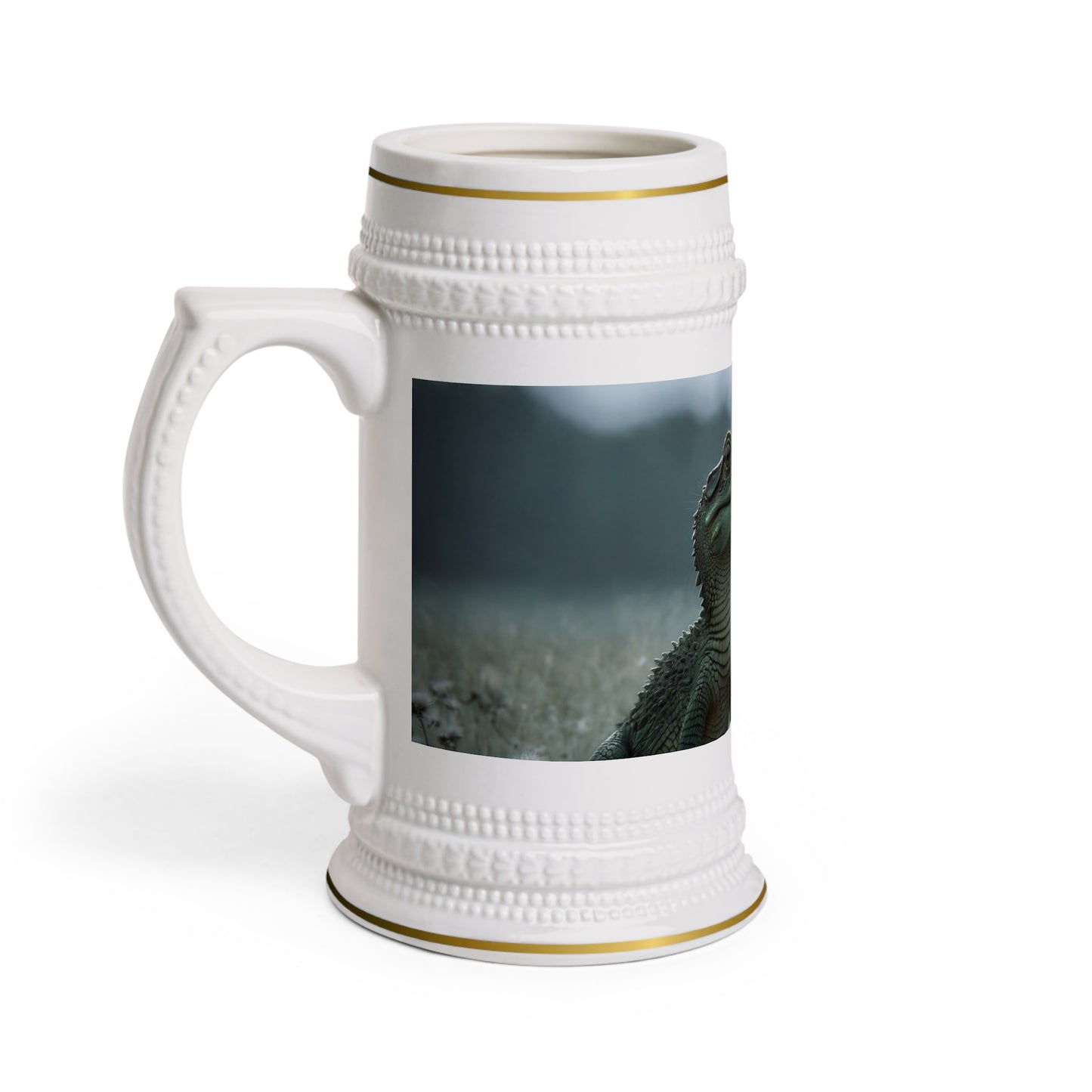 Crocodile and Butterfly Stein Mug – Muted Meadow Wonder