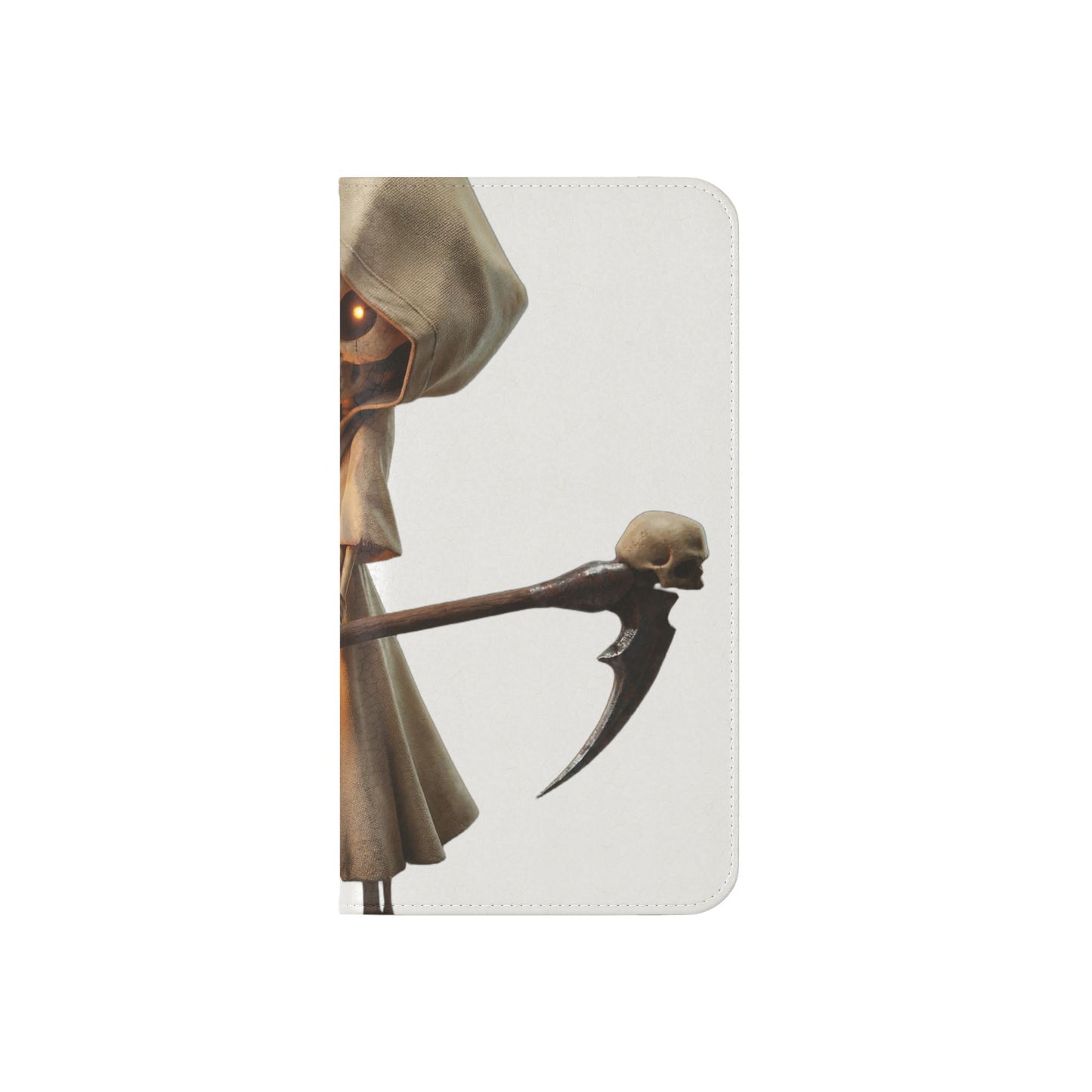 Lantern-Bearing Sentinel Flip Cases – Hooded Guardian with Scythe and Warm Glow