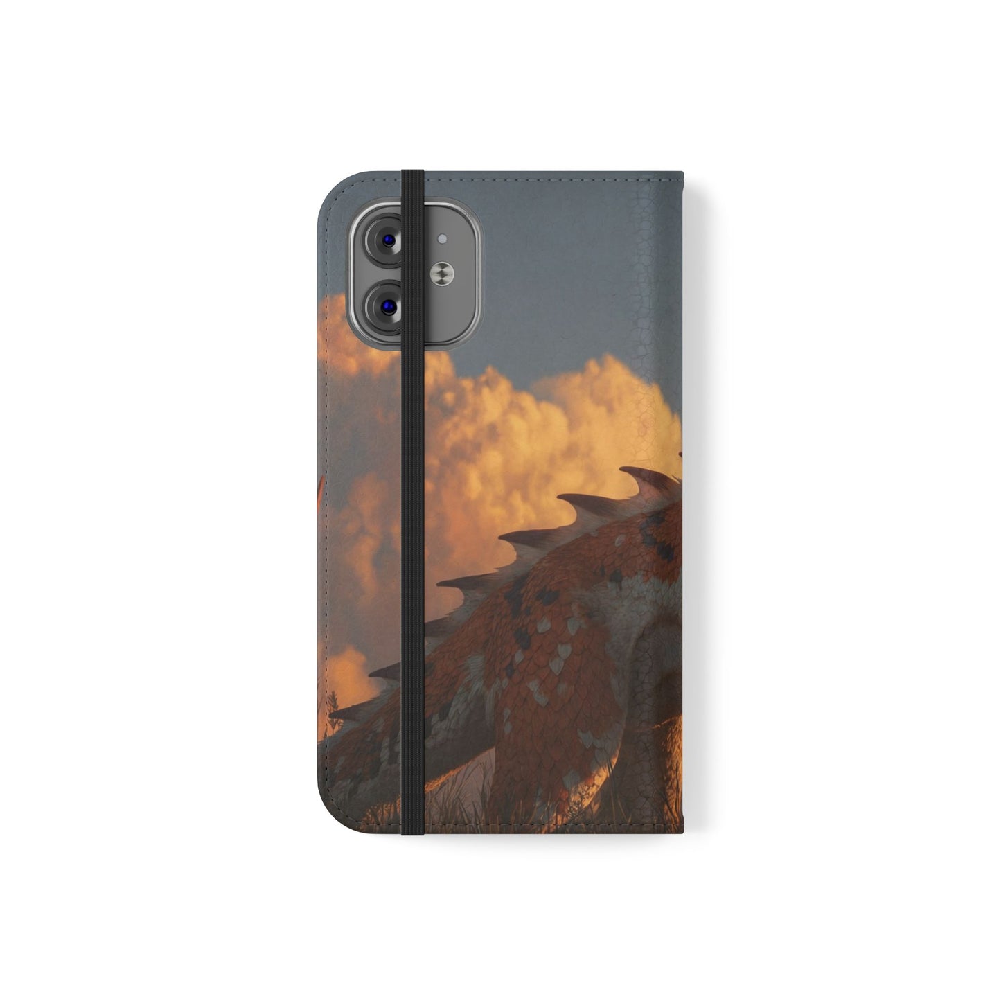 Gilded Dragon Flip Cases – Amber Sunset Guardian