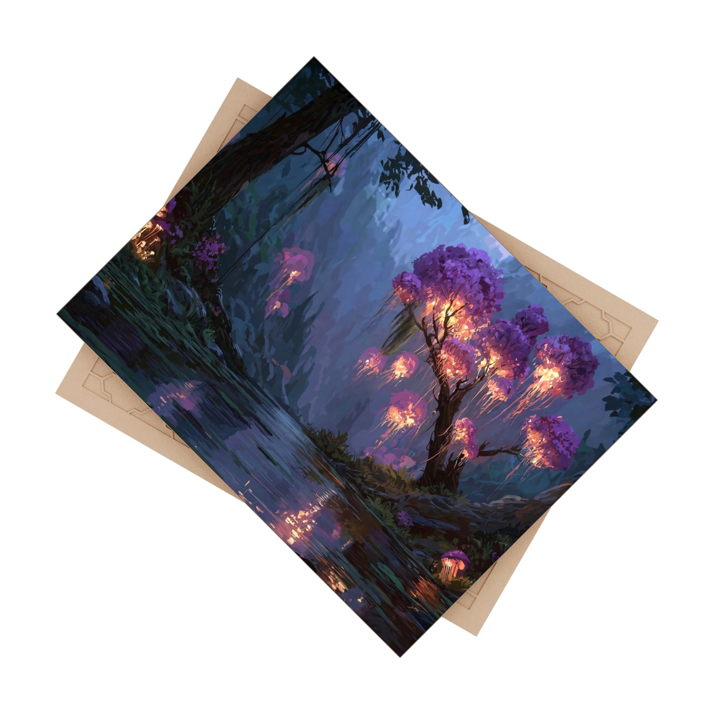 Bioluminescent Grove Ceramic Photo Tile – Whispering Forest at Dusk