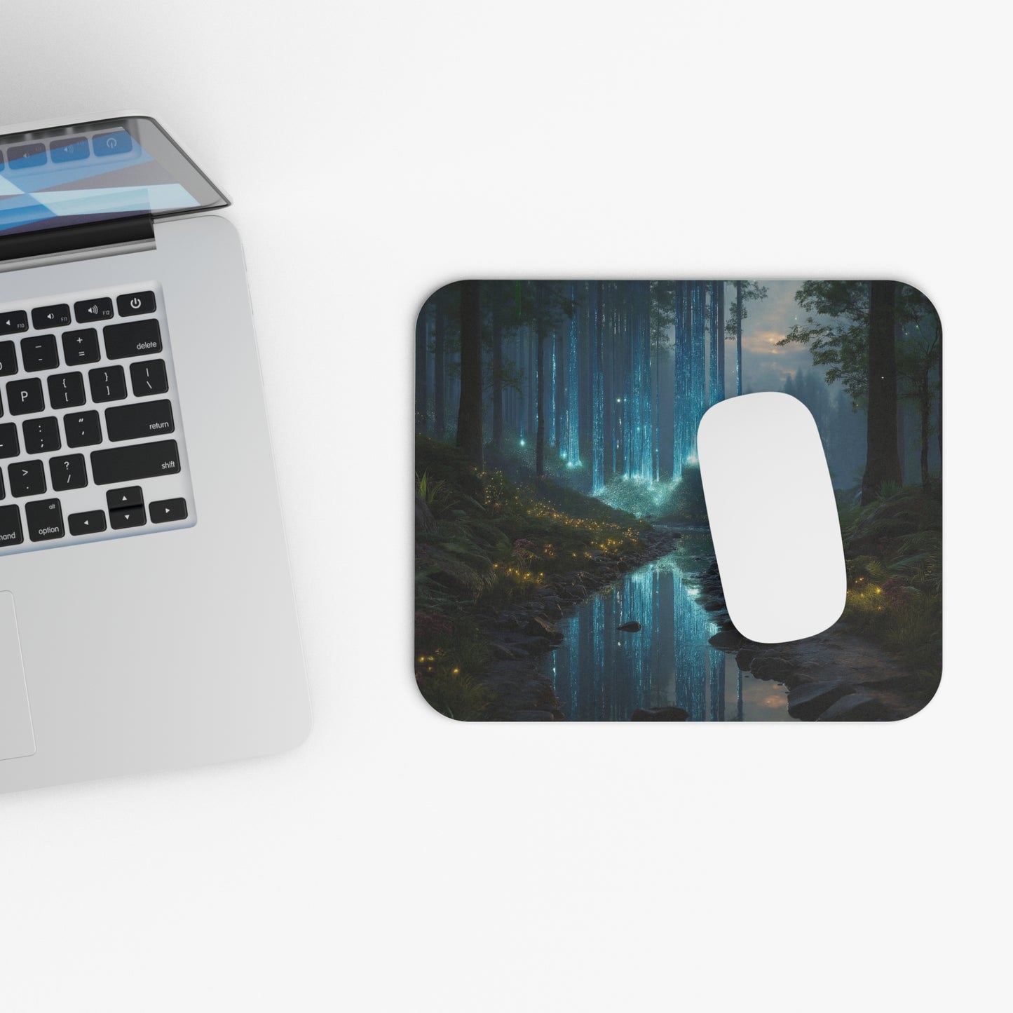 Celestial Waterfall Mouse Pad (Rectangle) – Twilight Forest Dreamscape