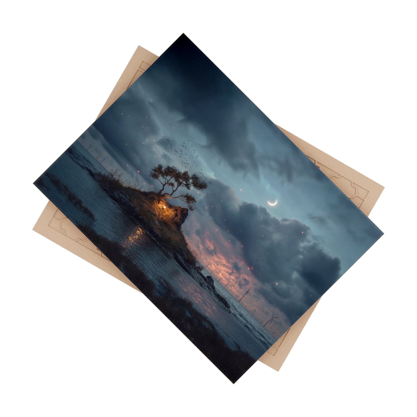 Moonlit Isle Lantern Ceramic Photo Tile – Whispers of the Twilight Shore