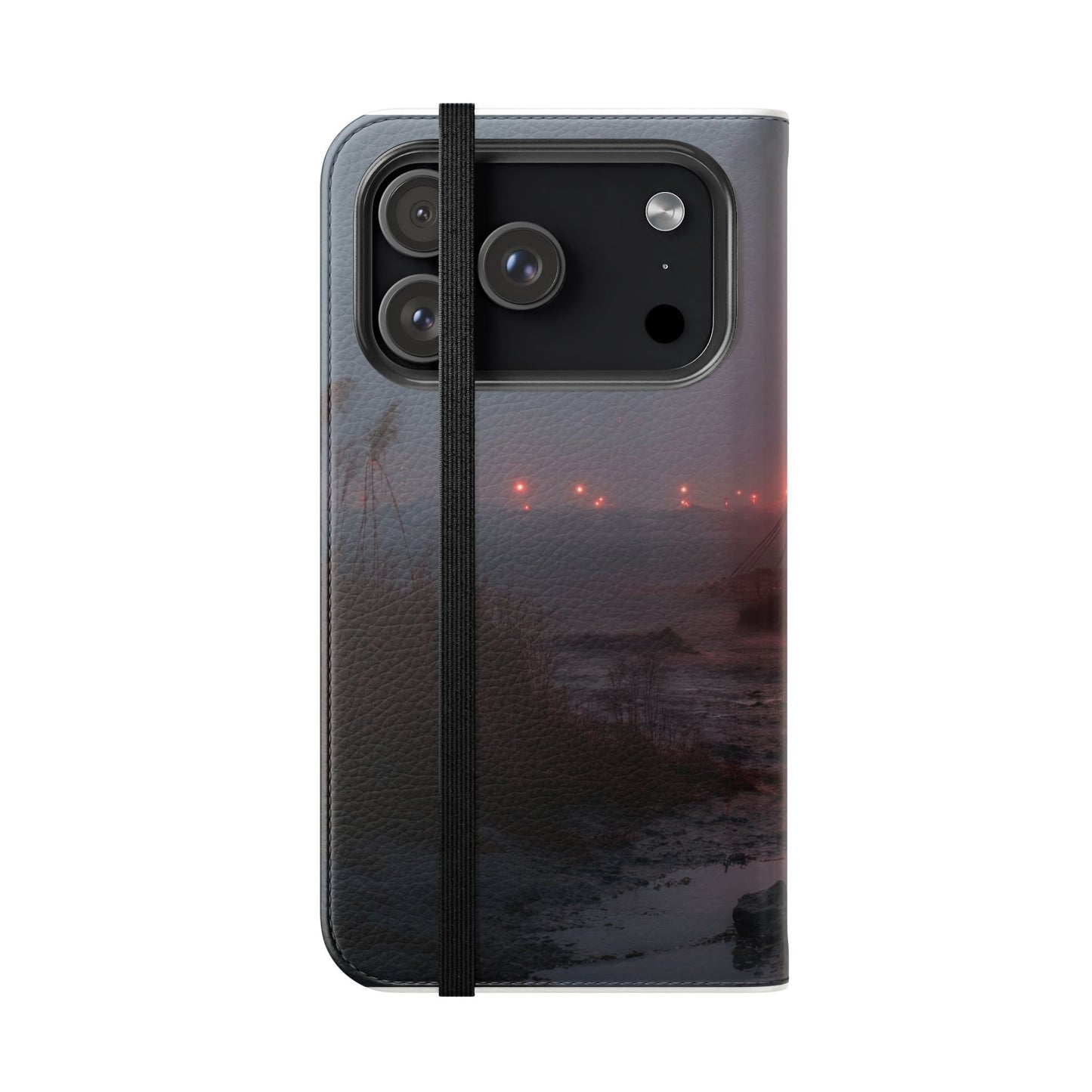 Crimson Circus Tent Flip Cases – Misty Coastside Lantern Scene
