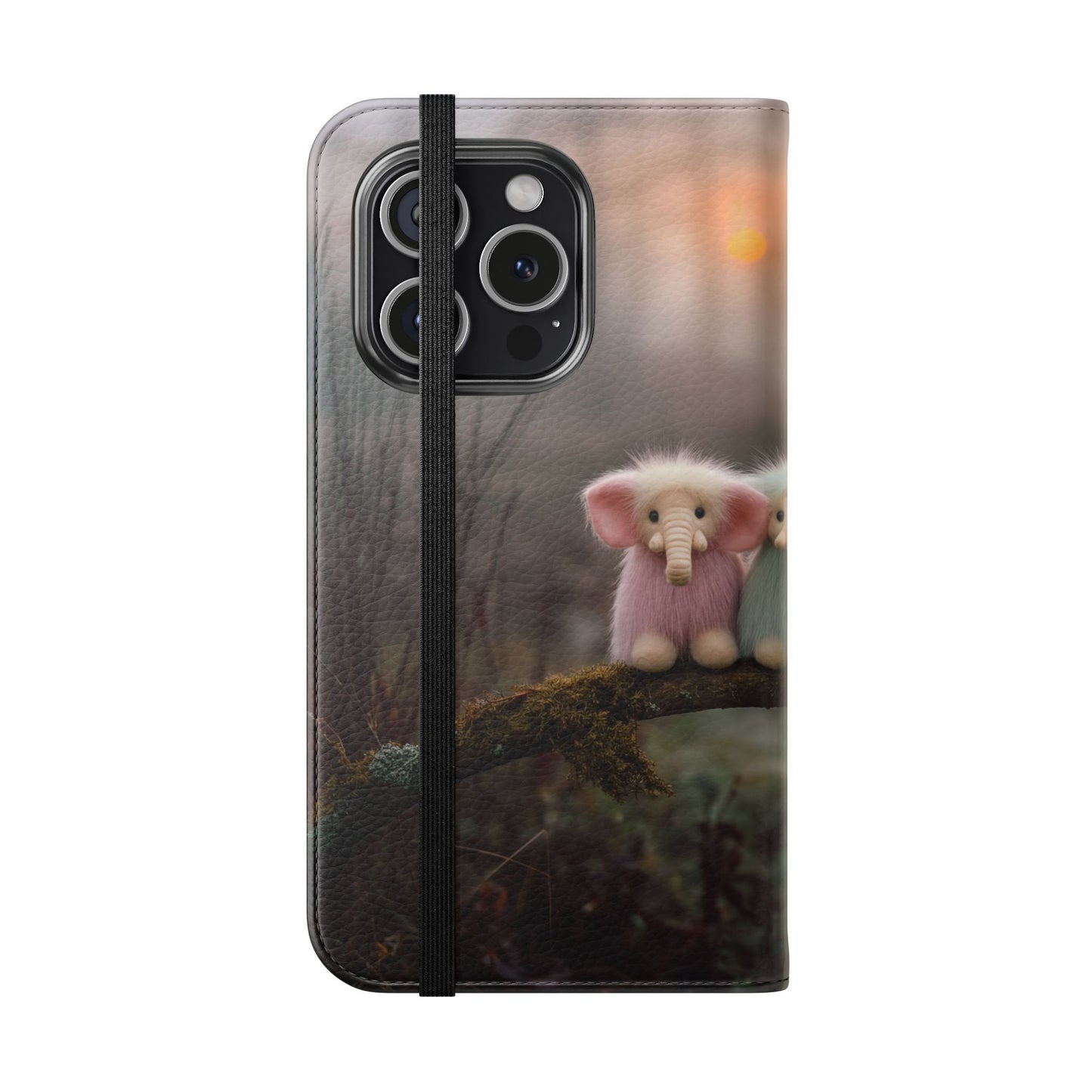 Mossy Branch Elephants Flip Cases – Pastel Fluff Guardians