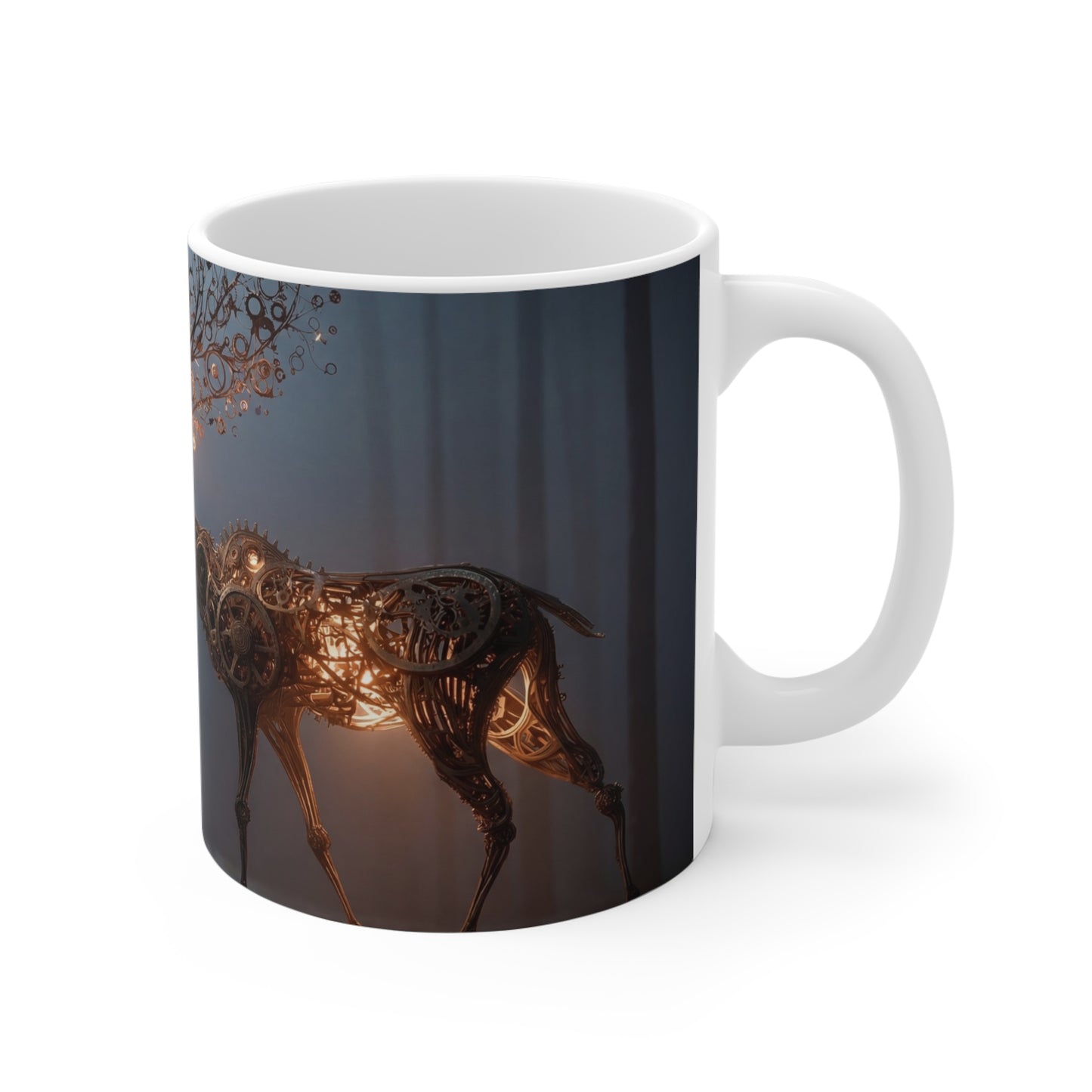 Clockwork Stag Ceramic Mugs (11oz\15oz\20oz) – Luminescent Forest Sentinel