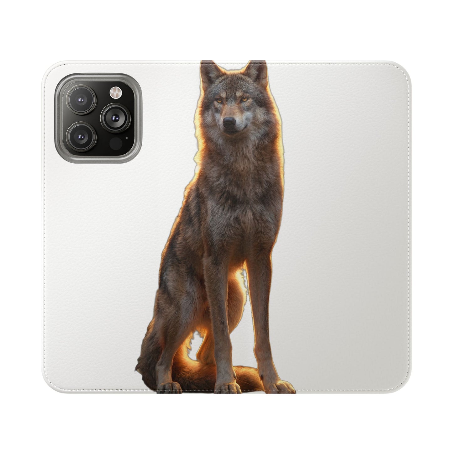 Sunlit Wolf Flip Cases – Golden Hour Sentinel Portrait