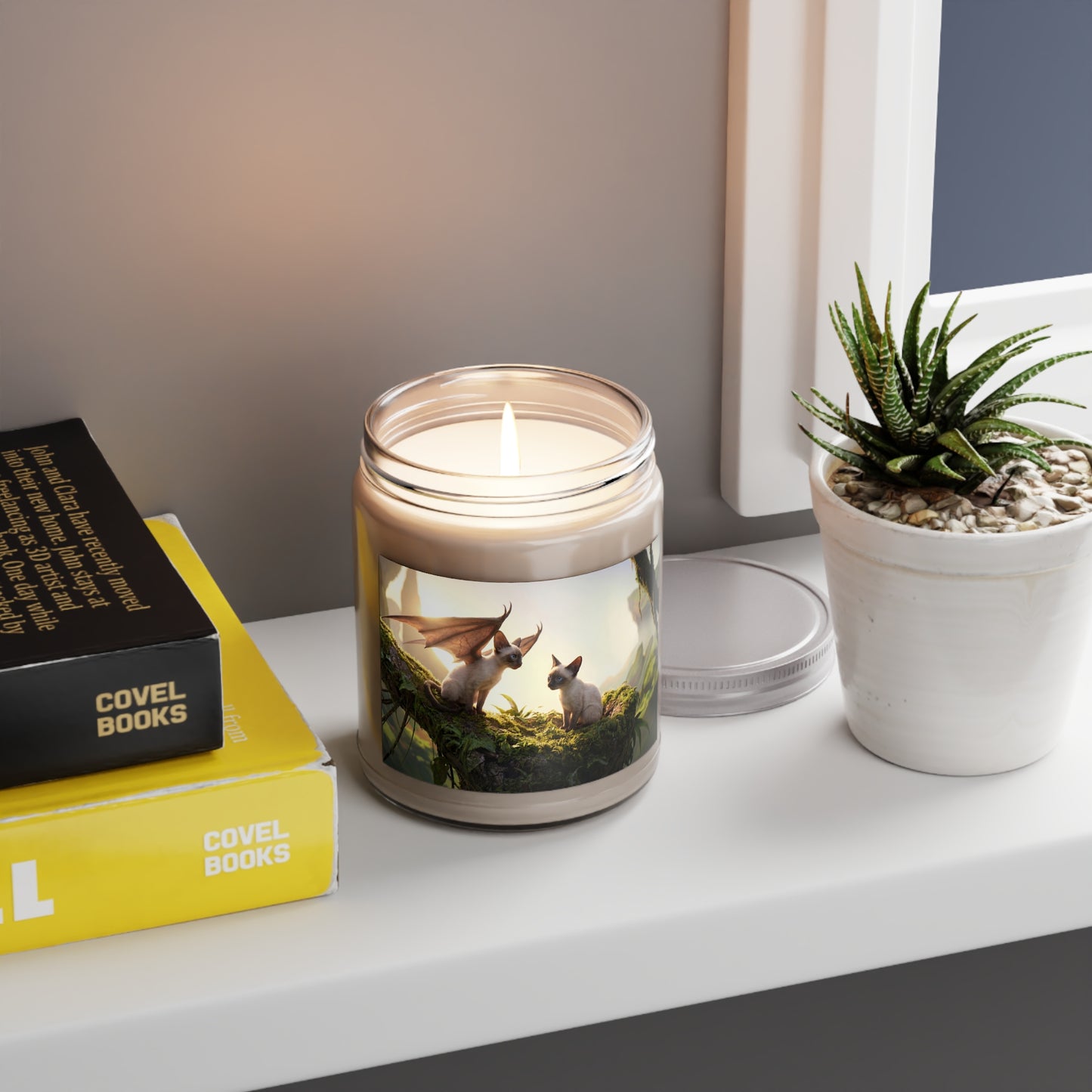 Winged Siamese Twin Cats Scented Soy Candles with White Lid, 9oz – Sunset Sanctuary