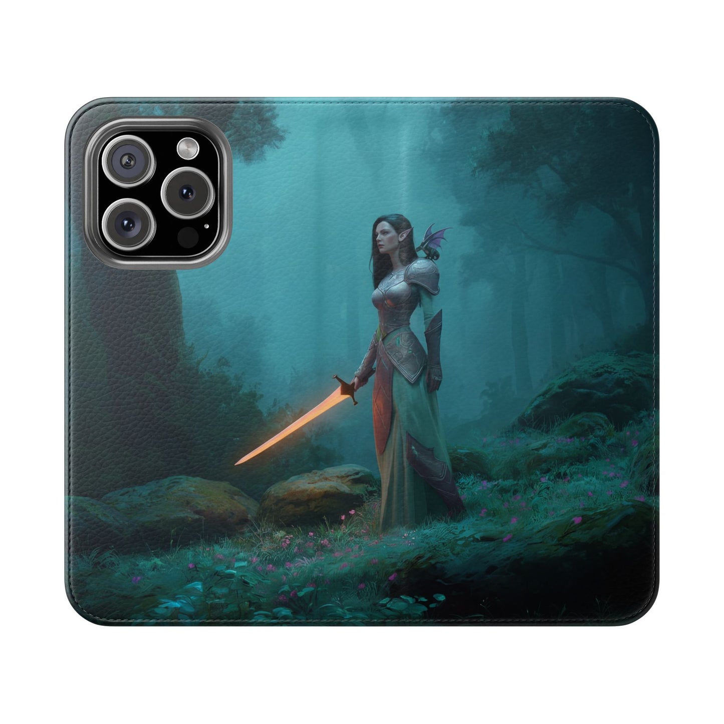 Forest Guardian Flip Cases – Elven Sentinel with Glowing Blade